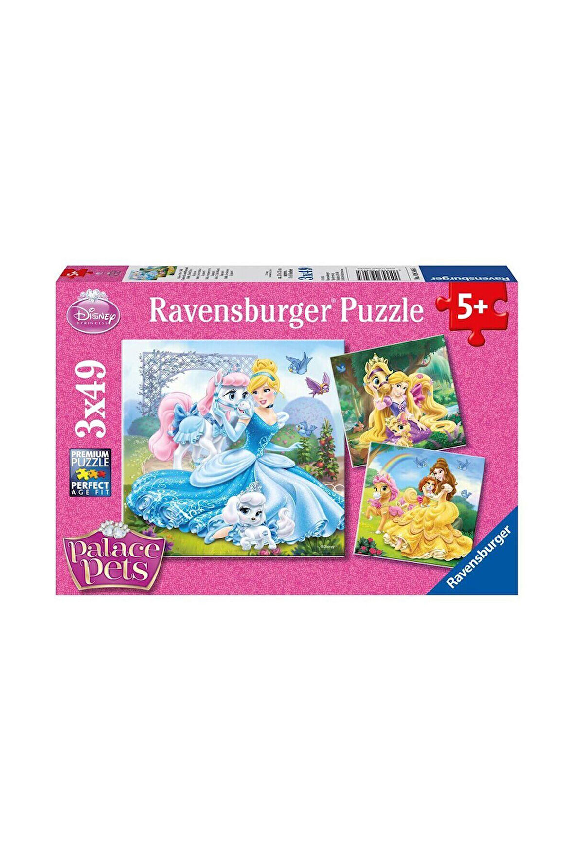93465 Palace Pets Belle, Cinderella, Rapunzel 3x49 parça Ravensburger Puzzle Kız Erkek Çocuk Oyuncak