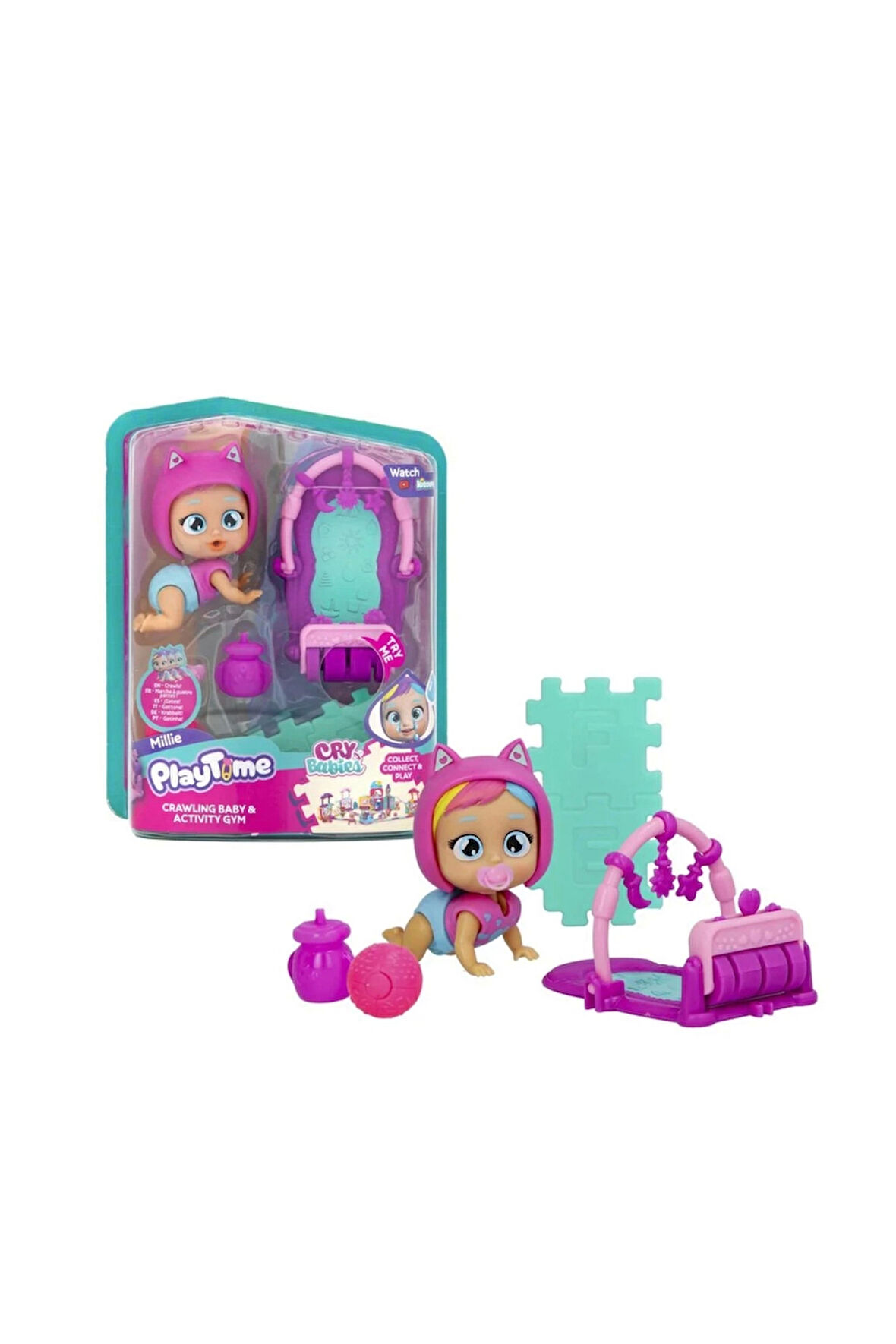 Cry Babies Play Time Mini Millie Bebek ve Aktivite Halısı Kız Erkek Çocuk Oyuncak Eğitici Oyuncaklar