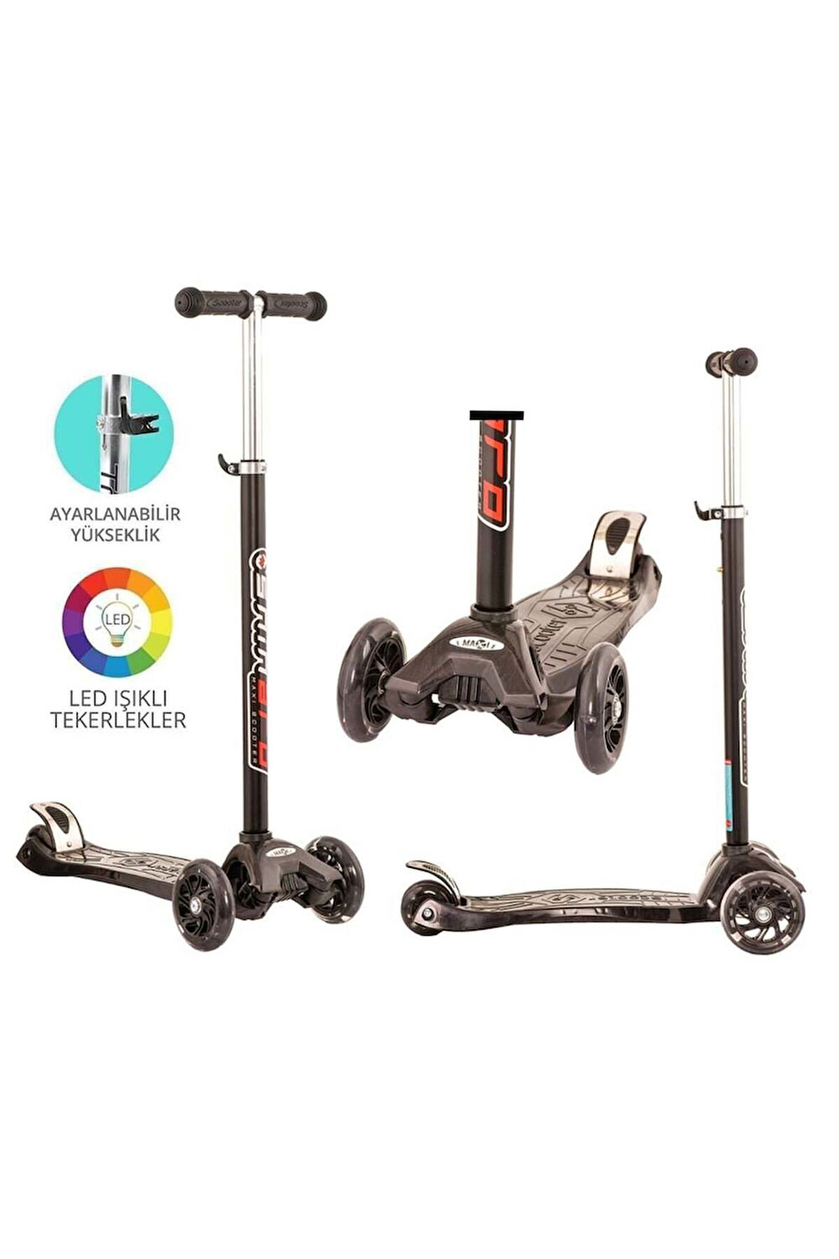 MAXİ TWİST IŞIKLI SCOOTER SİYAH Kız Erkek Çocuk Oyuncak Eğitici Oyuncaklar