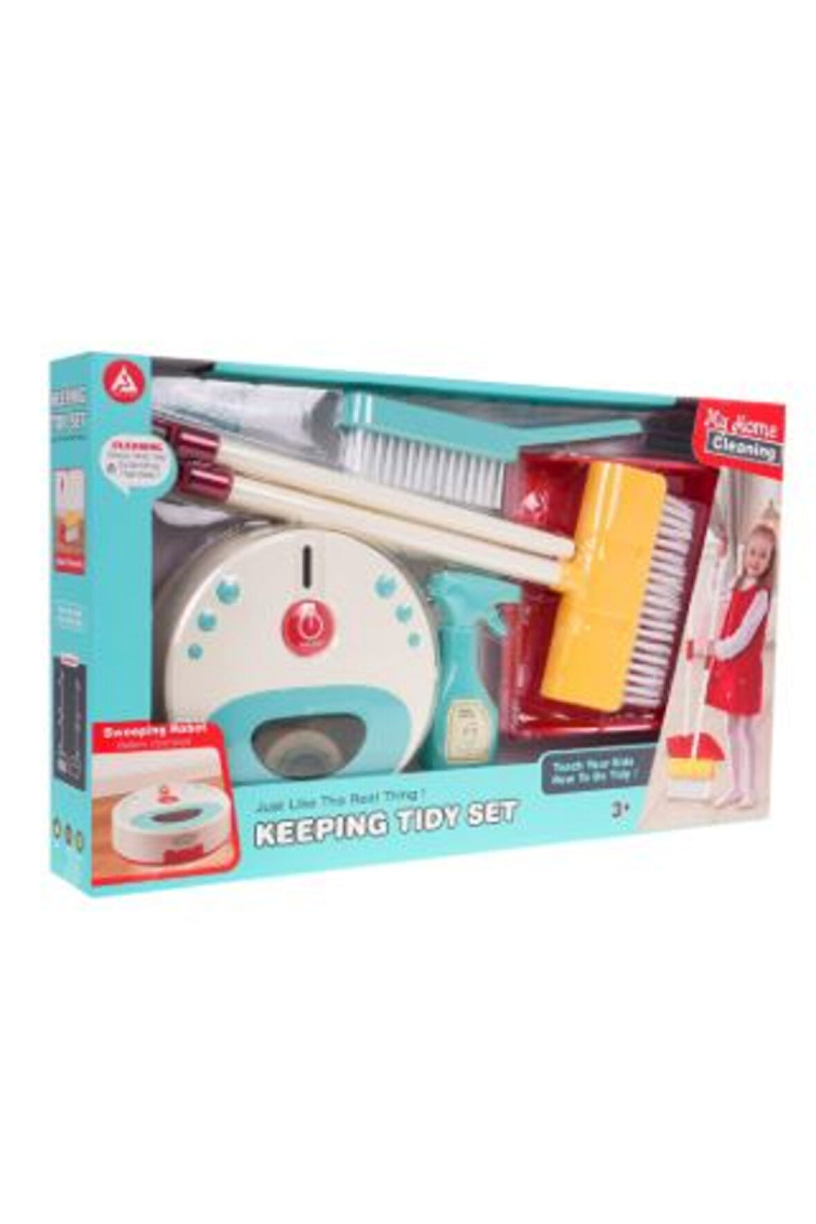 KEEPİNG TIDY SET TEMİZLİK PİLLİ ROBOT SÜPÜRG Kız Erkek Çocuk Oyuncak Eğitici Oyuncaklar