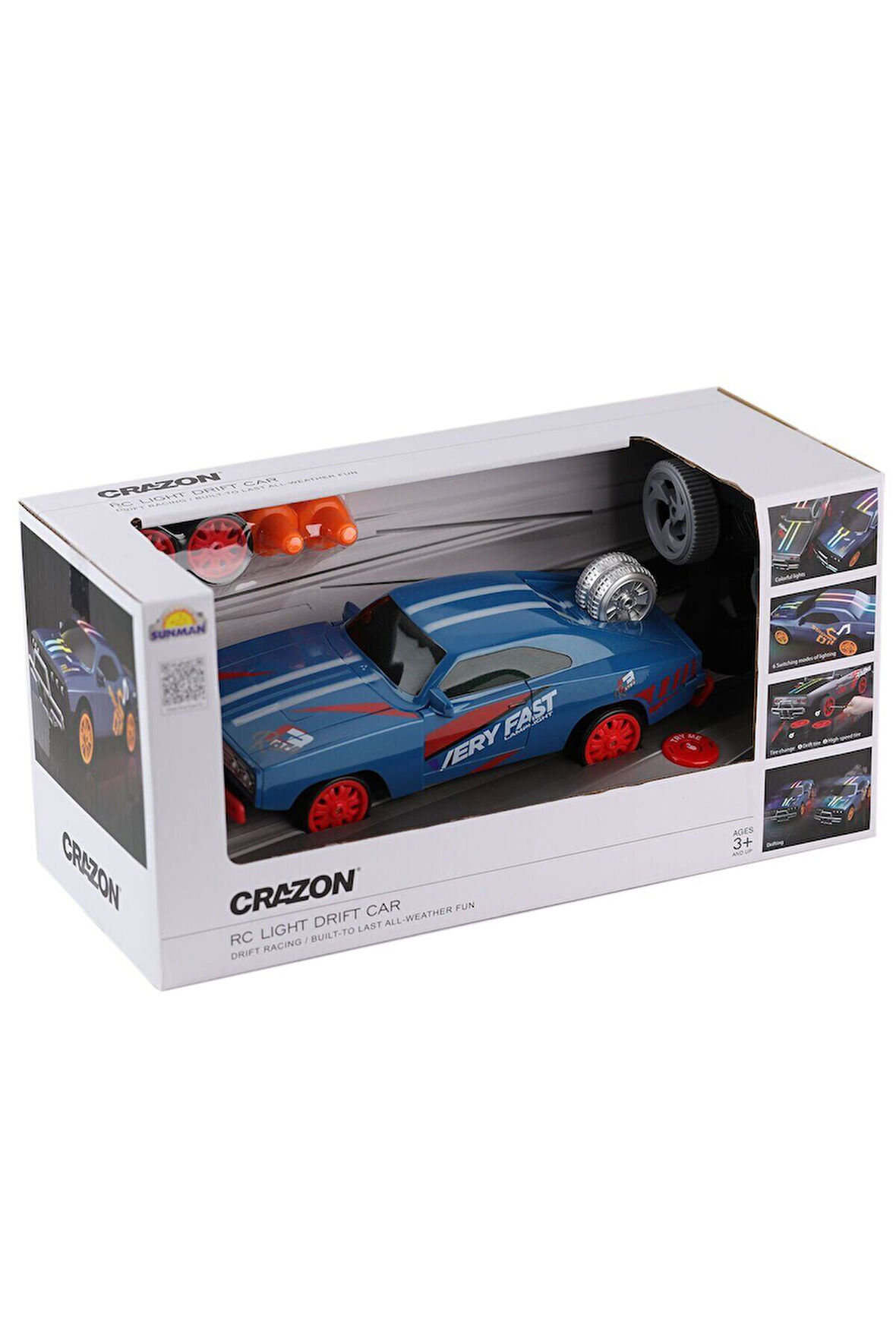 5016 SUN-YFN-CRN-RC ARABA DRİFT FF YEDEK TEKERLEK KUKALI IŞIKLI 7 4V USB 2A Kız Erkek Çocuk Oyuncak