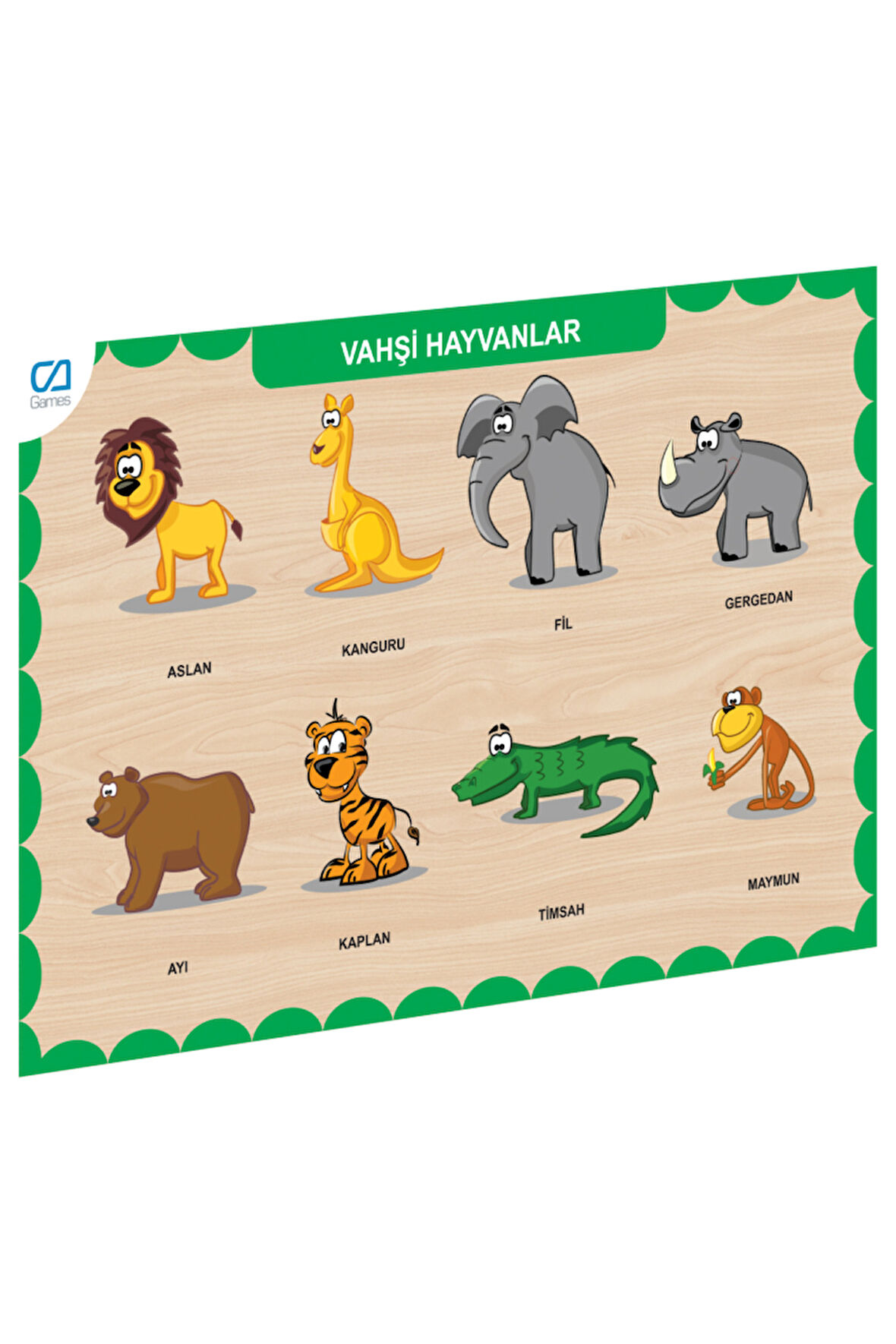 CAAHS-3213 CA GAMES AHŞAP VAHŞİ HAYVANLAR BUL-TAK Kız Erkek Çocuk Oyuncak Eğitici Oyuncaklar