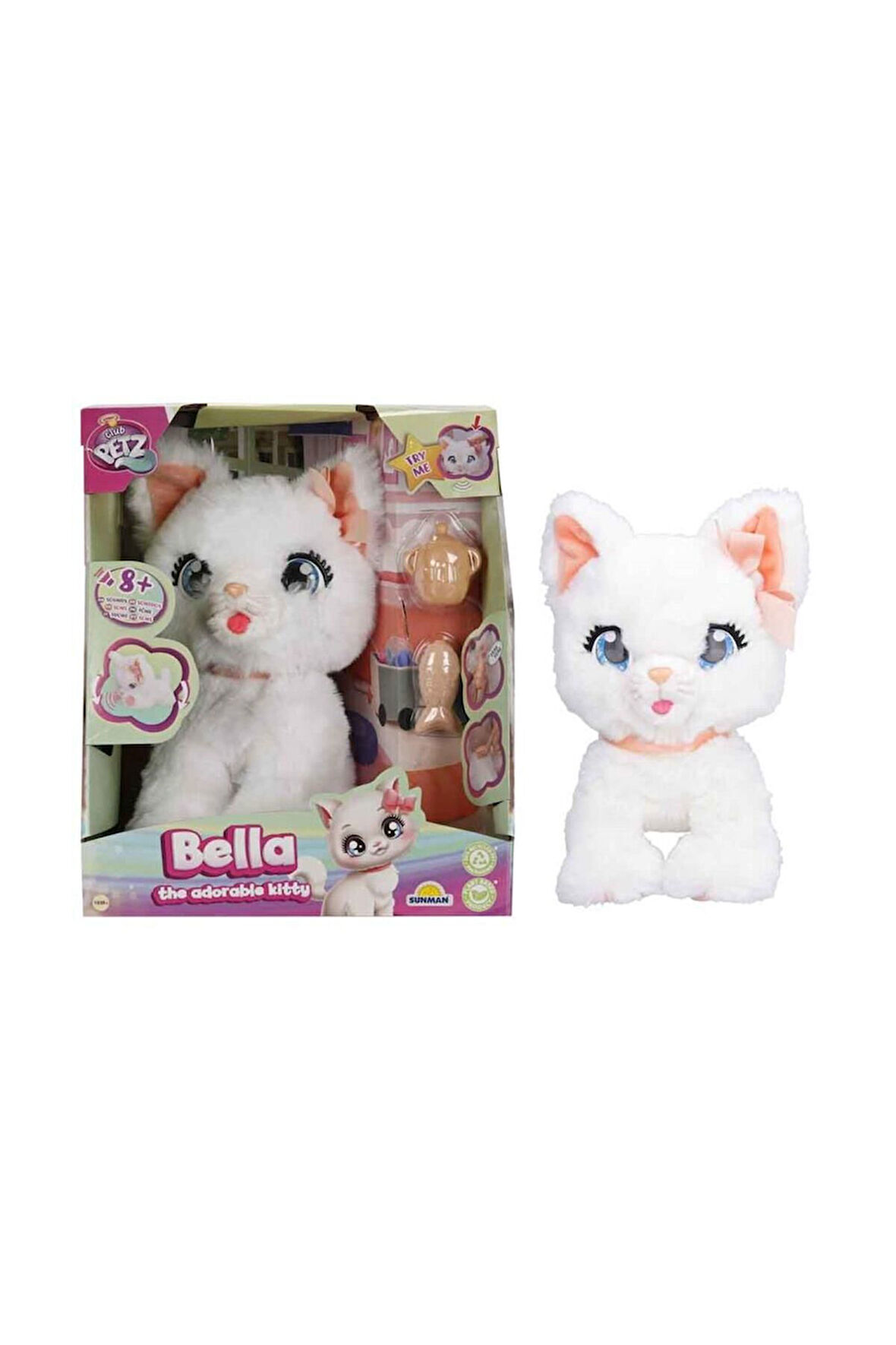 PELUŞ SEVİMLİ KEDİCİK BELLA HAREKET/SES Kız Erkek Çocuk Oyuncak Eğitici Oyuncaklar