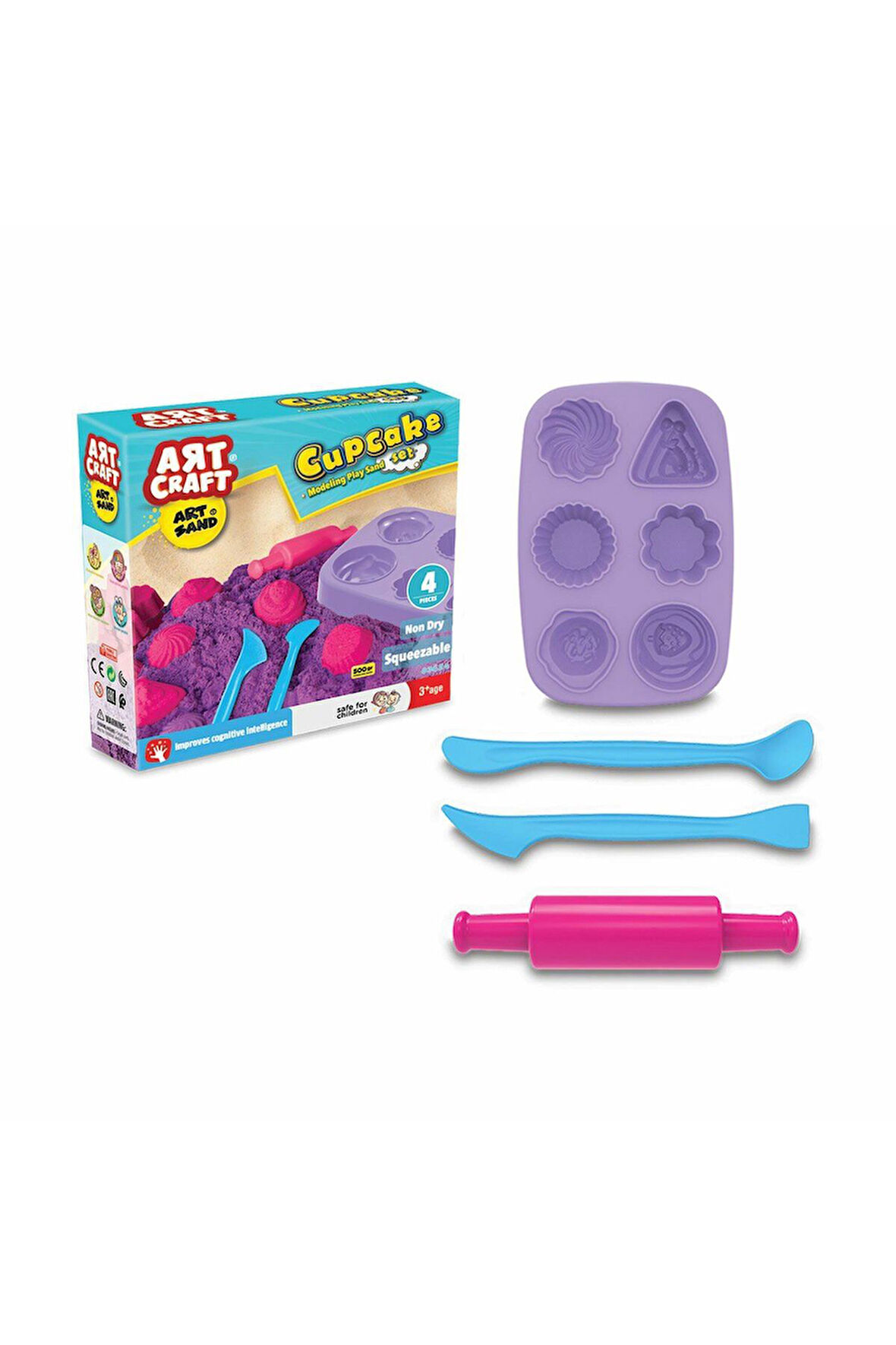 03624 Dede, Artsand Kap Kek - Cupcake Kum Seti / +3 yaş Kız Erkek Çocuk Oyuncak Eğitici Oyuncaklar