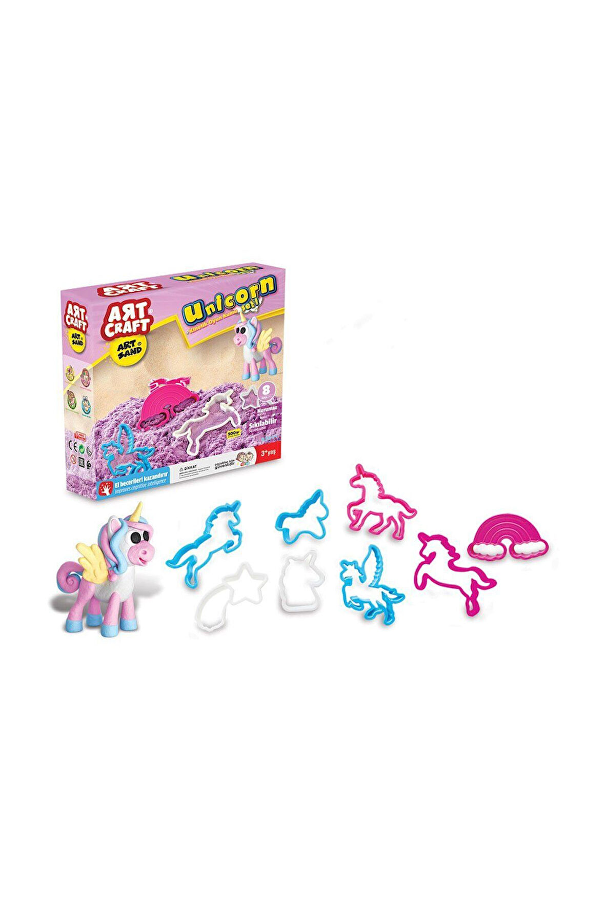 03611 Dede, Artsand Unicorn Kum Seti 500 gr / +3 yaş Kız Erkek Çocuk Oyuncak Eğitici Oyuncaklar