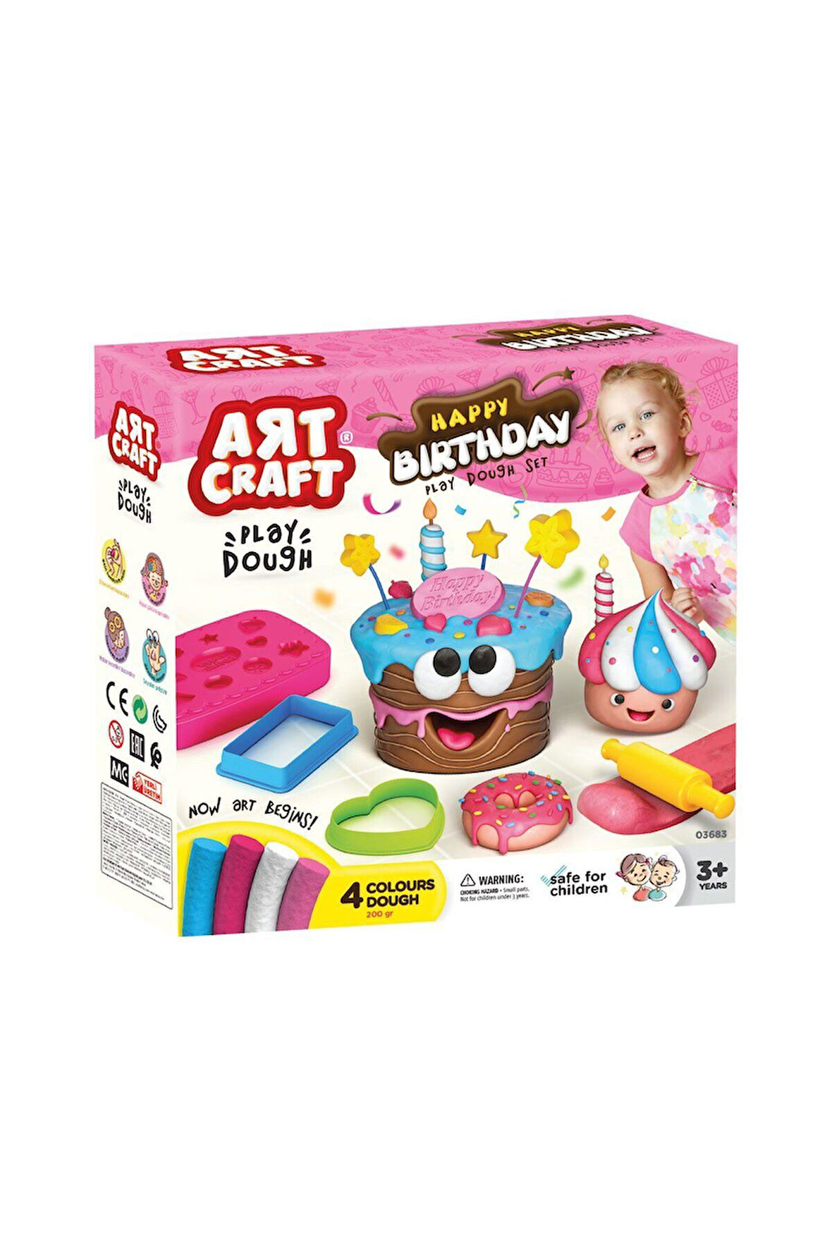 03683 Art Craft Doğum Günü Hamur Set 200 gr Kız Erkek Çocuk Oyuncak Eğitici Oyuncaklar