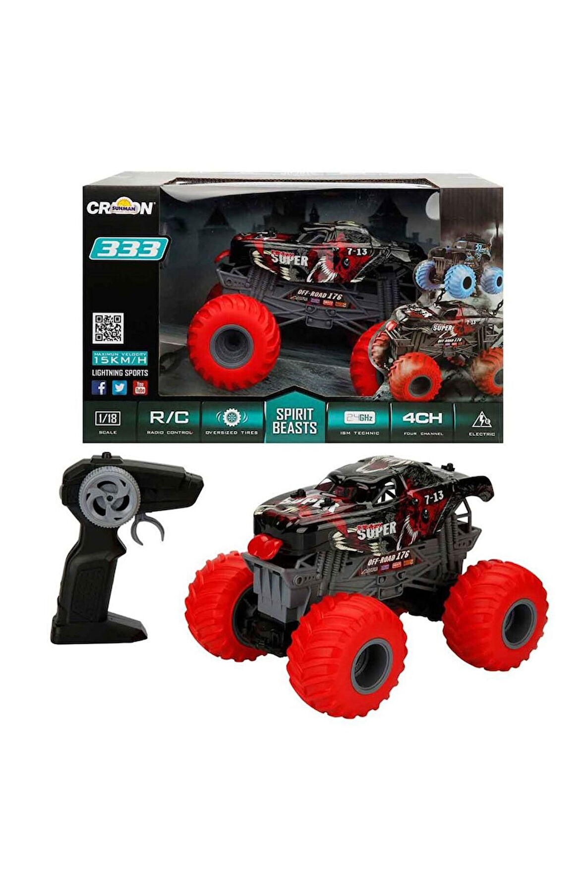 1:18 Uzaktan Kumandalı Spirit Beasts USB Şarjlı Araba 25cm. Kız Erkek Çocuk Oyuncak Eğitici Oyuncakl