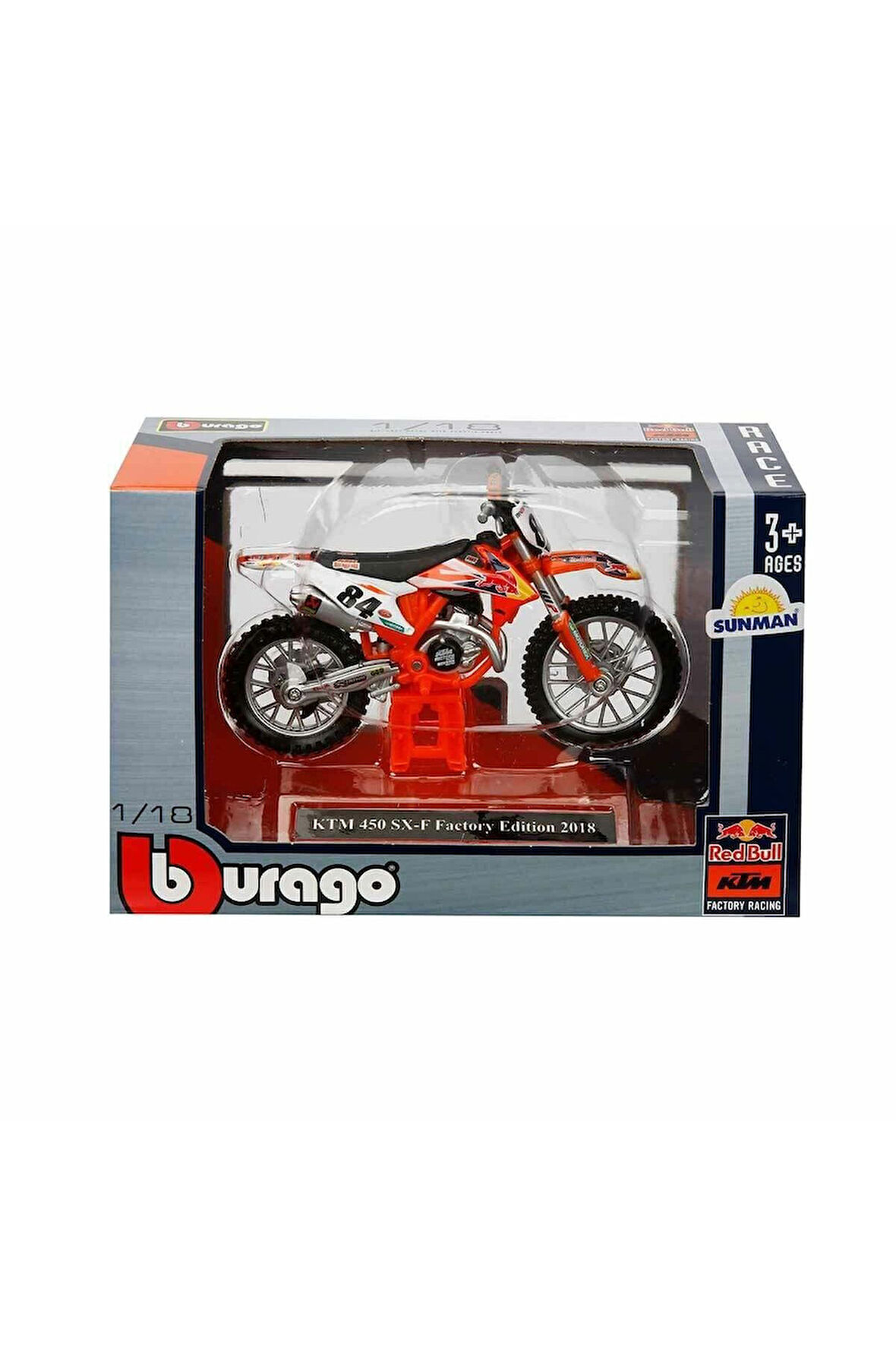 51070 SUN-BUR-1:18 Motor Red Bull KTM 450- 1adet Stokta Olan Gönderilir Kız Erkek Çocuk Oyuncak Eğit