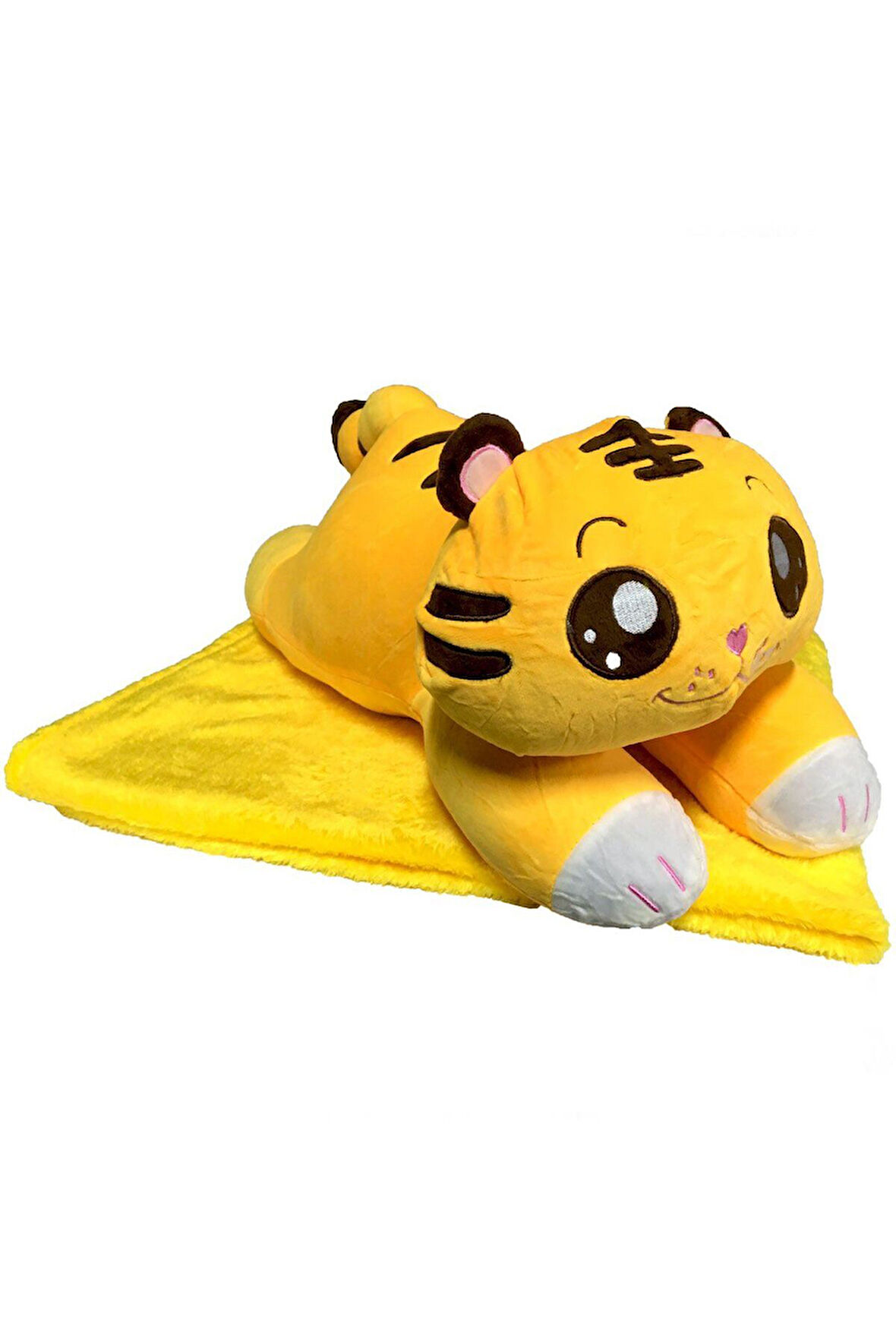 Peluş Battaniyeli Yatan Kedi 55cm. Kız Erkek Çocuk Oyuncak Eğitici Oyuncaklar