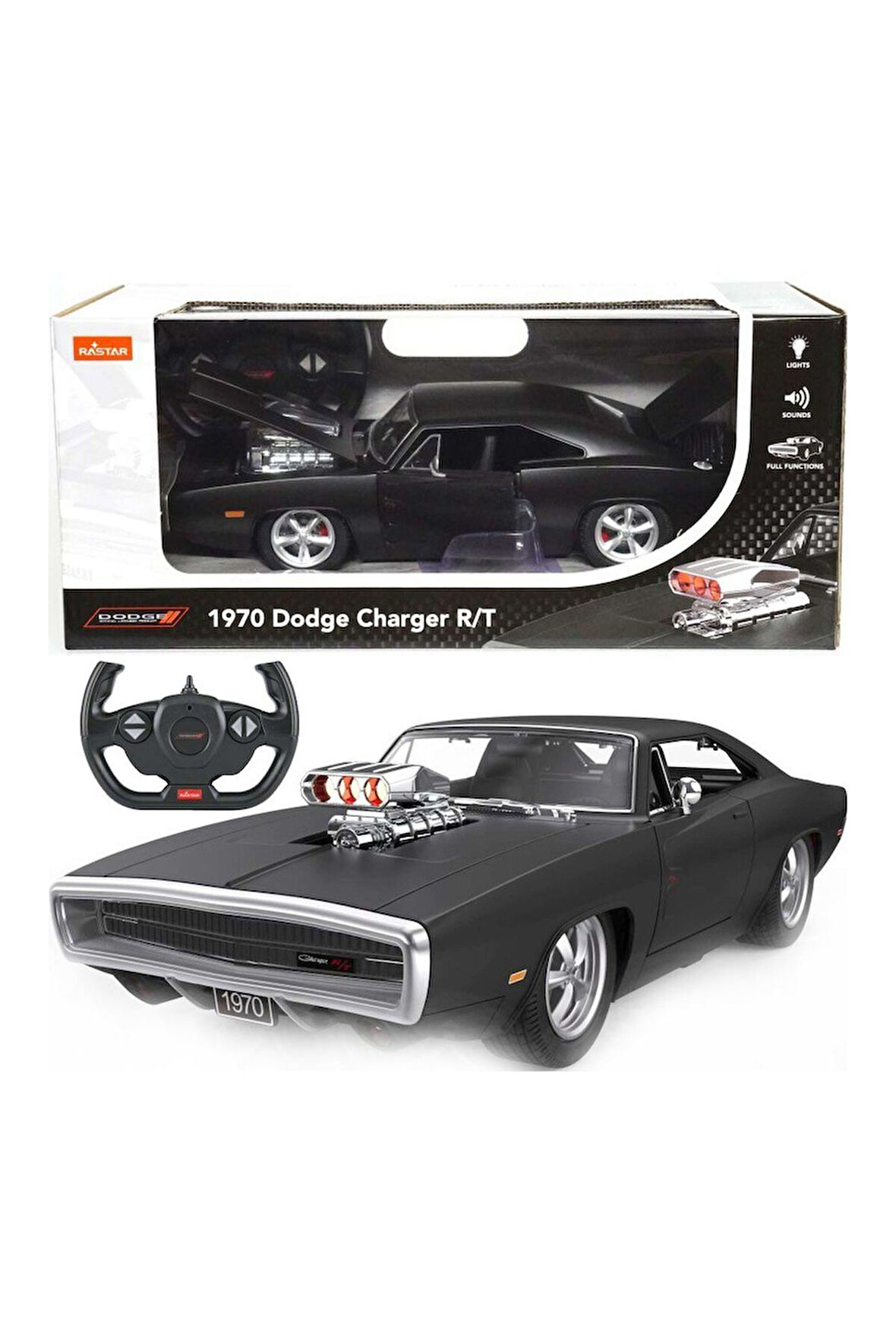99010 1970 Dodge Charger R/T Sesli ve Işıklı Uzaktan Kumandalı Araba Kız Erkek Çocuk Oyuncak Eğitici