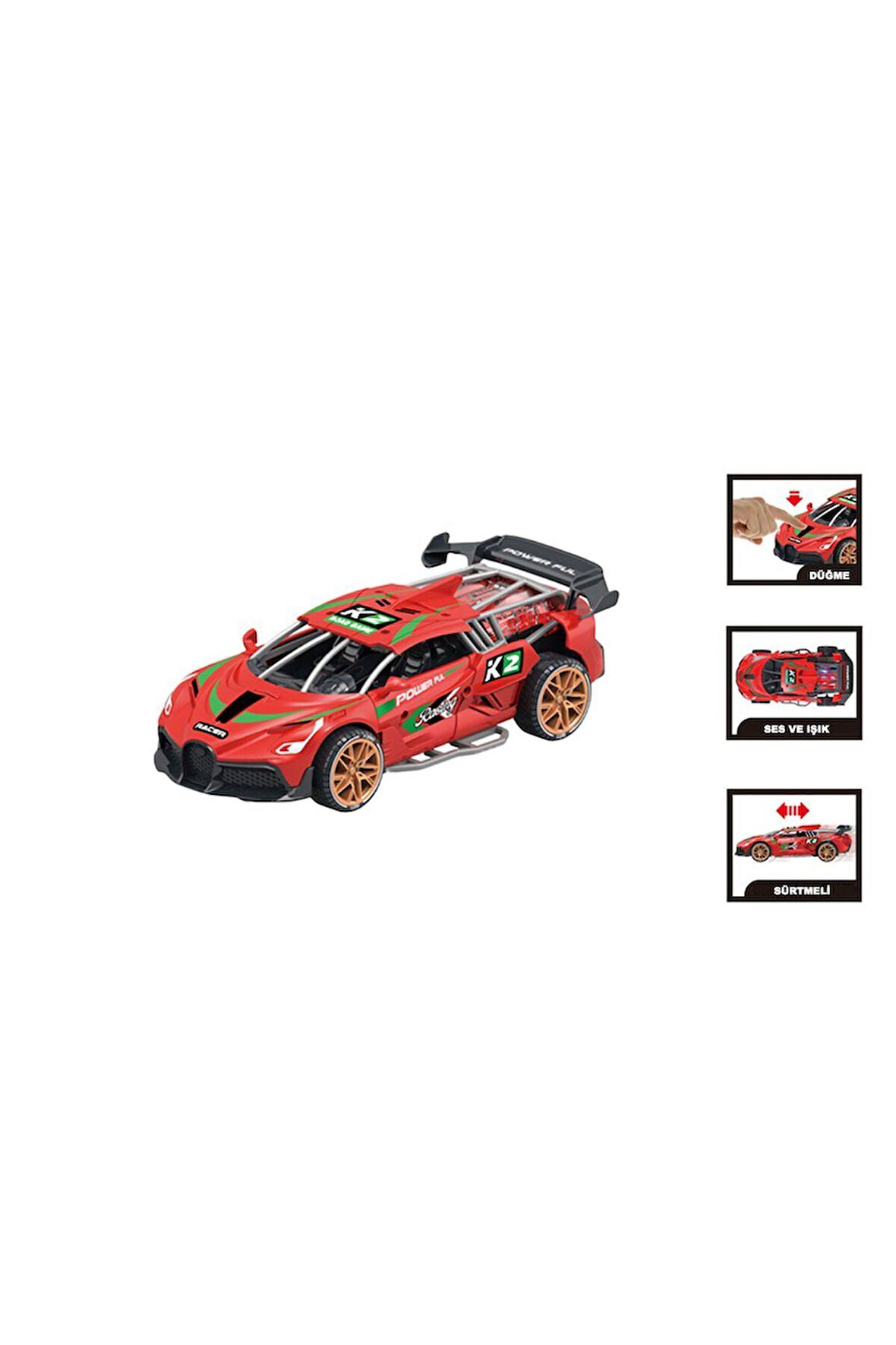 MG-D500-04-06 Sesli ve Işıklı Sürtmeli Spor Araba -1adet fiyatıdır Kız Erkek Çocuk Oyuncak Eğitici O