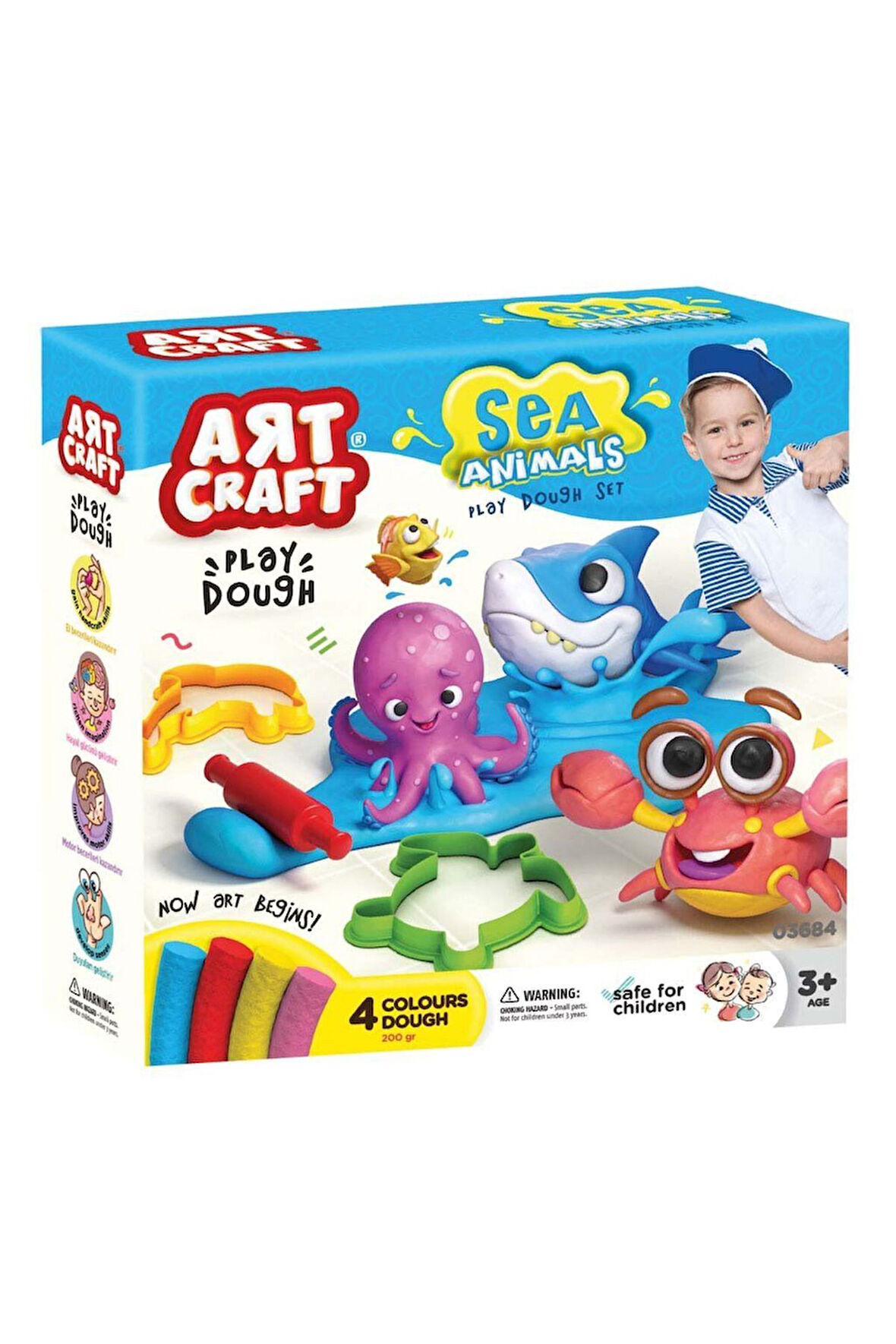 Art Craft Deniz Hayvanları Oyun Hamuru Seti 13 Parça Kız Erkek Çocuk Oyuncak Eğitici Oyuncaklar