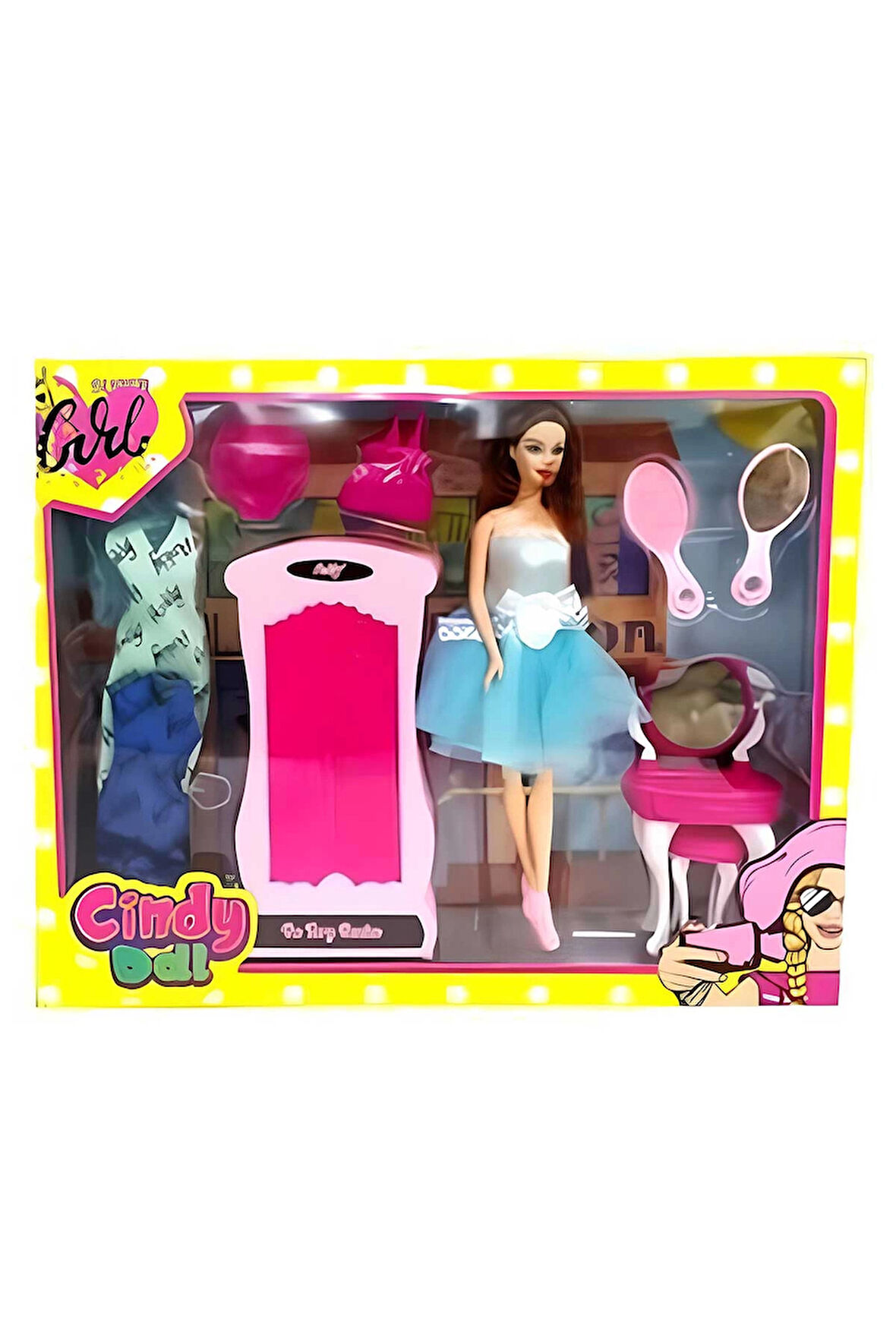 Oydaş Cindy Doll Dolaplı Makyaj Masalı Bebek 02453 Kız Erkek Çocuk Oyuncak Eğitici Oyuncaklar
