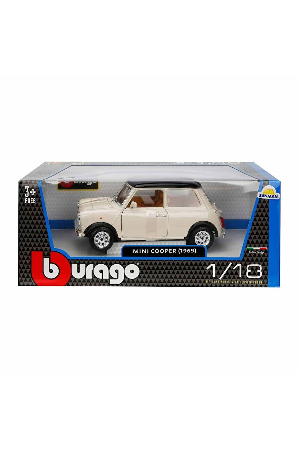 12036 Sunman, 1:18 Mini Cooper 1969 Model Araba Kız Erkek Çocuk Oyuncak Eğitici Oyuncaklar