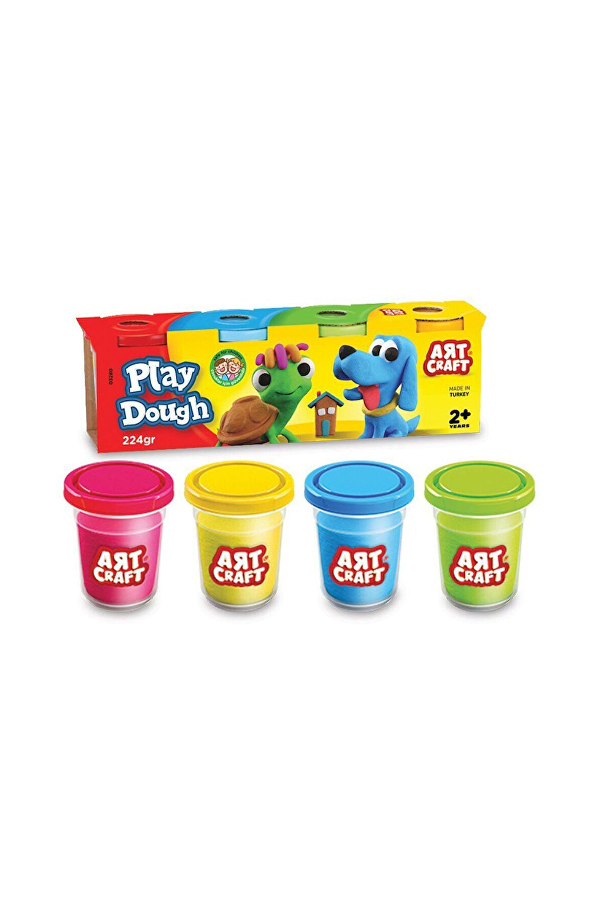 03280 Dede, Art Craft 4'lü Oyun Hamuru 224 gr / +2 yaş Kız Erkek Çocuk Oyuncak Eğitici Oyuncaklar