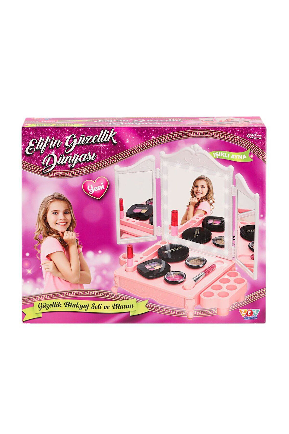 ZEY2044 LED Işıklı Elif\'in Güzellik Dünyası Makyaj Seti Kız Erkek Çocuk Oyuncak Eğitici Oyuncaklar