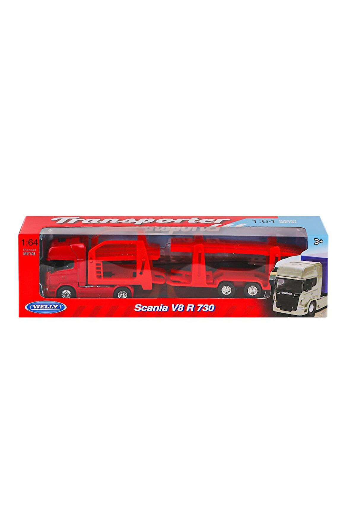 68023SS-F-GW Welly Taşıyıcı Scania R730 1:64 -Vardem Oyuncak Kız Erkek Çocuk Oyuncak Eğitici Oyuncak