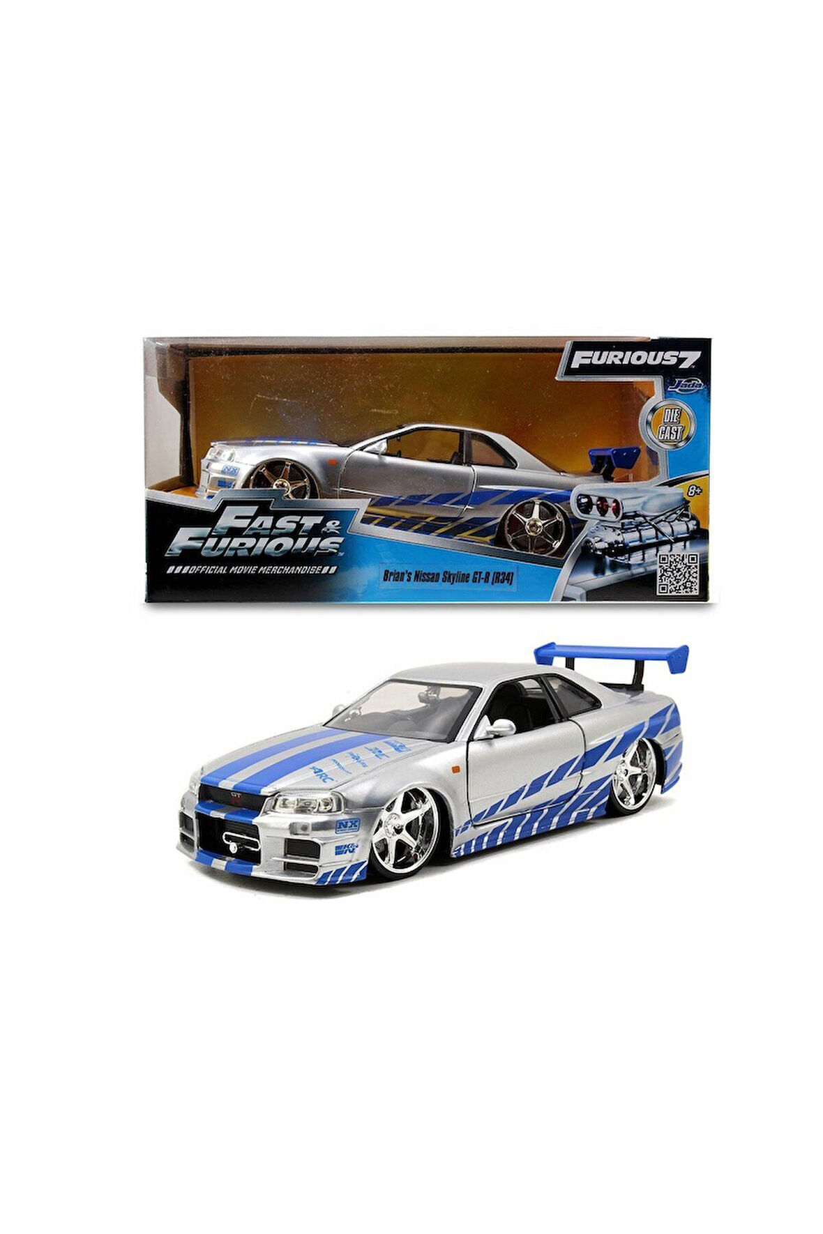 253203044 Fast&Furious 2002 Nissan Skyline 1:24 Kız Erkek Çocuk Oyuncak Eğitici Oyuncaklar
