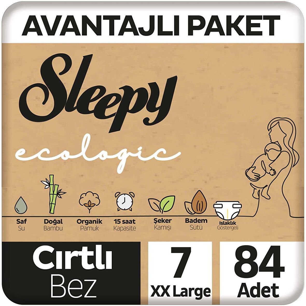 Sleepy Ecologic Premium Plus Avantajlı Paket Bebek Bezi 7 Numara Xxlarge 84 Adet