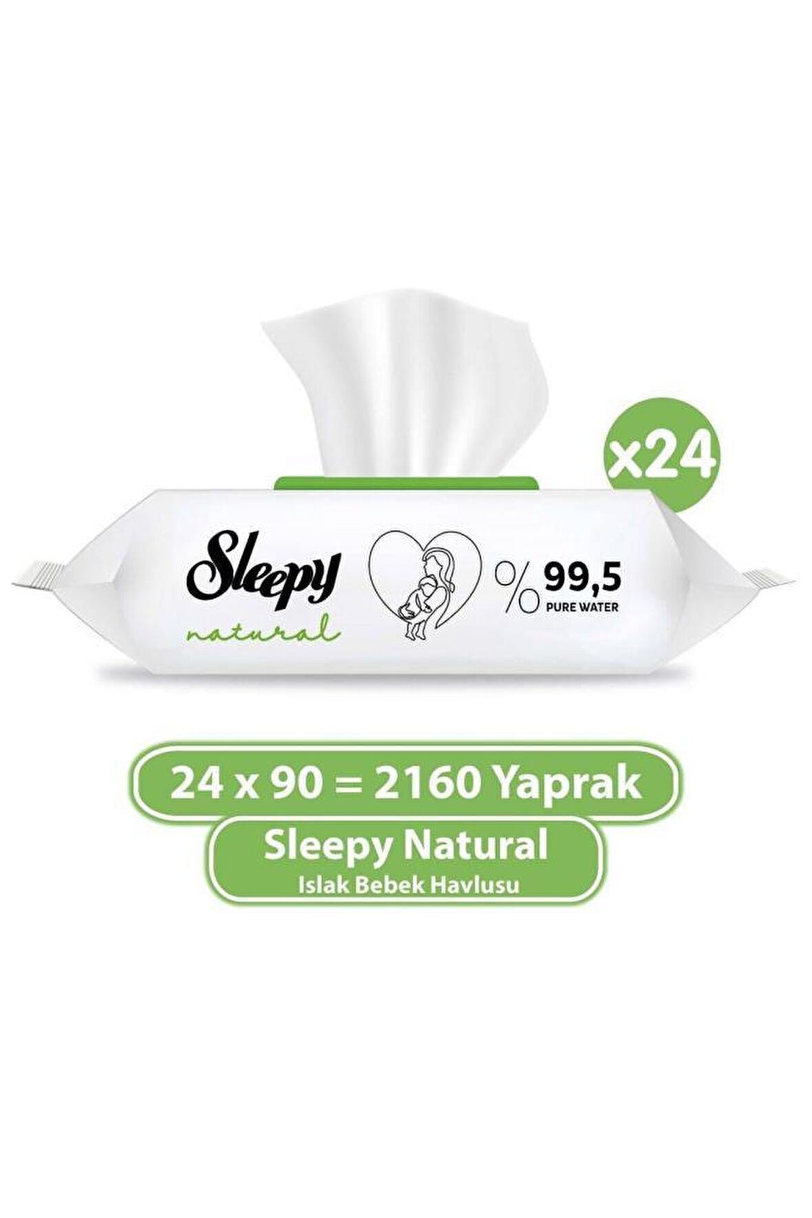 Sleepy Natural Yenidoğan -Alkolsüz 24 x 90 Yaprak 24 Paket Islak Mendil