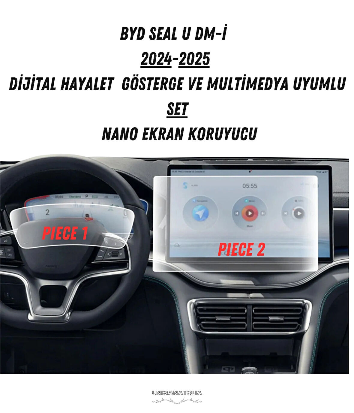 BYD SEAL U DM-İ 2024-2025  Hayalet Gösterge ve Multimedya Uyumlu Set Nano Ekran Koruyucu