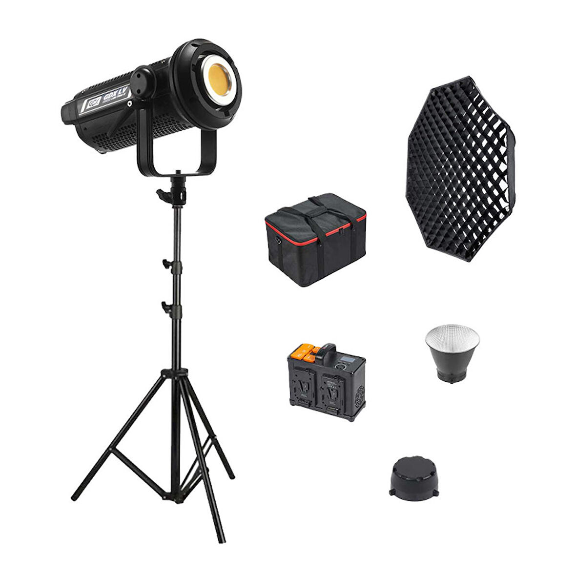 Gdx LV-700C-II B Bi Color Led Video Işığı Full Set (Gridli 140 Octa Softbox + 260 cm Kalın Işık Ayağı)