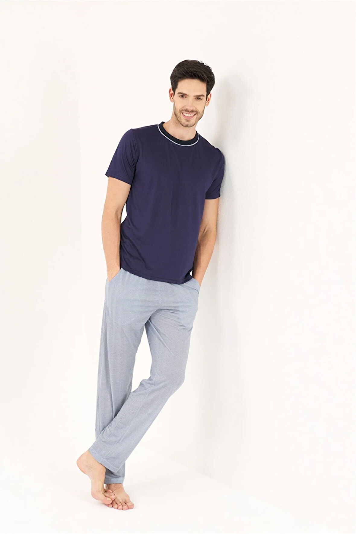 VİSKON KUMAŞ ERKEK 3'LÜ PJAMA TAKIMI