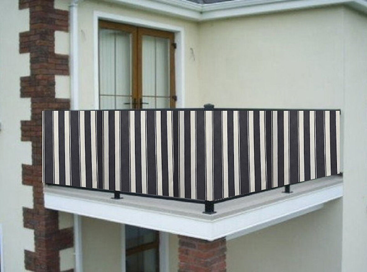 Ceylan Home Balkon Demiri Perdesi Bağcıklı Gri Beyaz 250x80