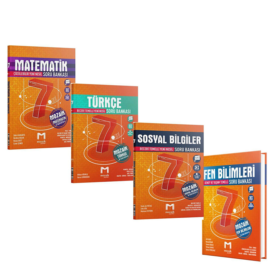 Mozaik 7.Sınıf Türkçe Matematik Fen ve Sosyal Bilimler Soru Bankası Seti 4 Kitap