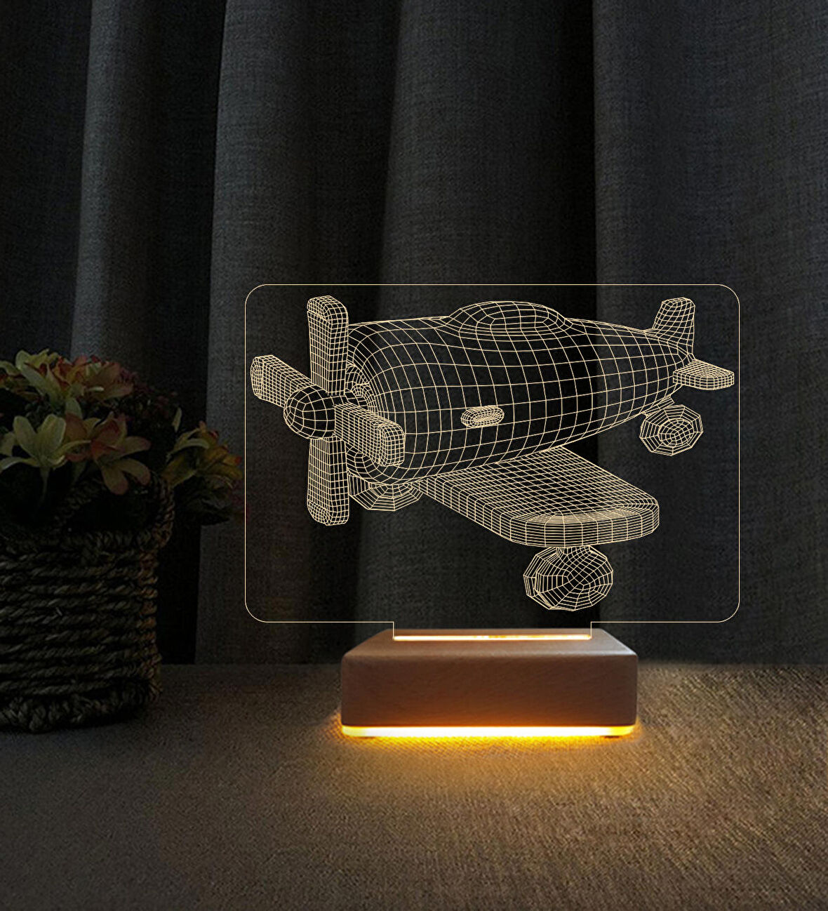 3D Uçak  Tasarımlı  3d Led Masa Lambası Doğum Günü Hediyesi Lamba