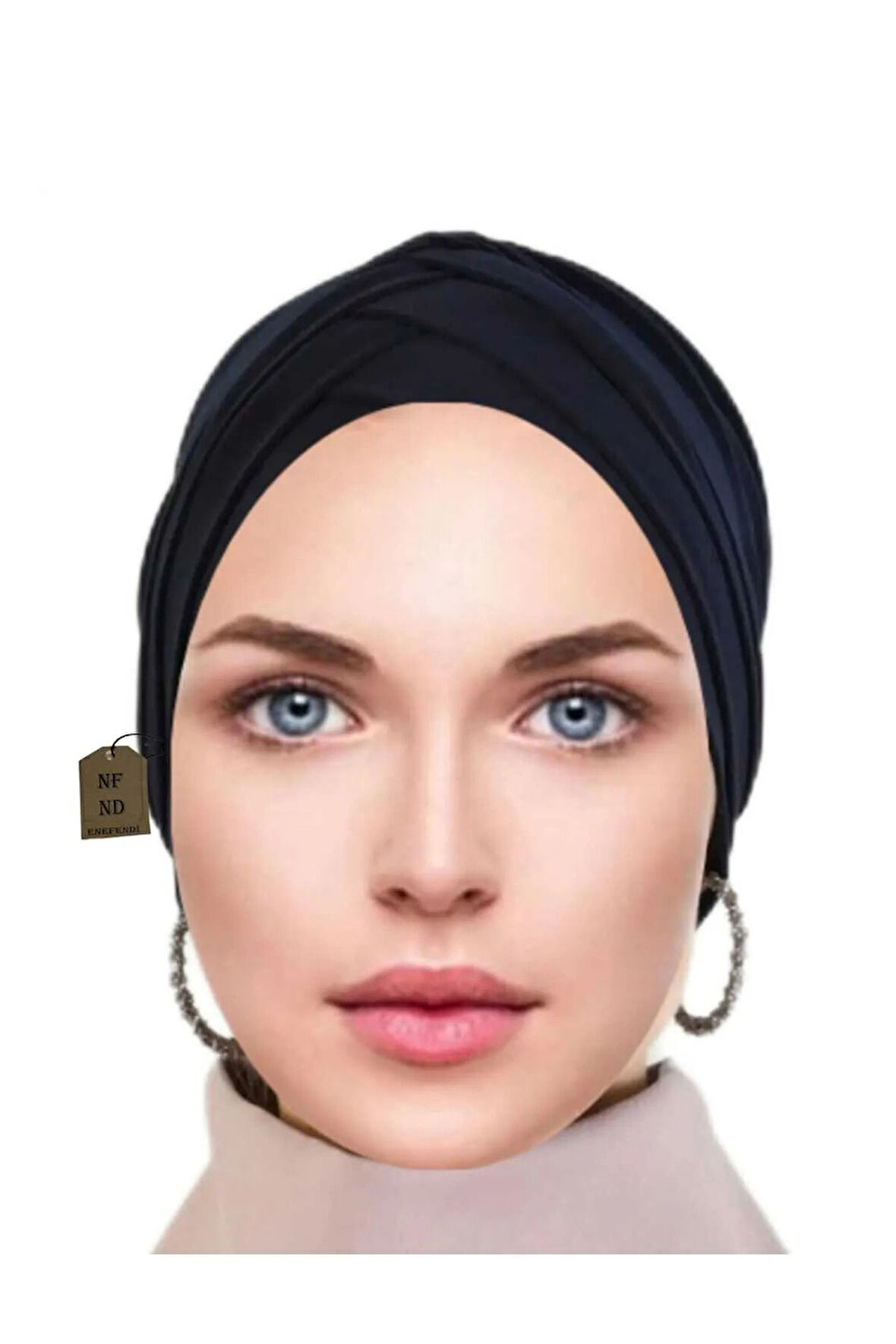 Üç Bantlı Bone Hazır Tesettür Dış Bone Hijap Lacivert Renk.