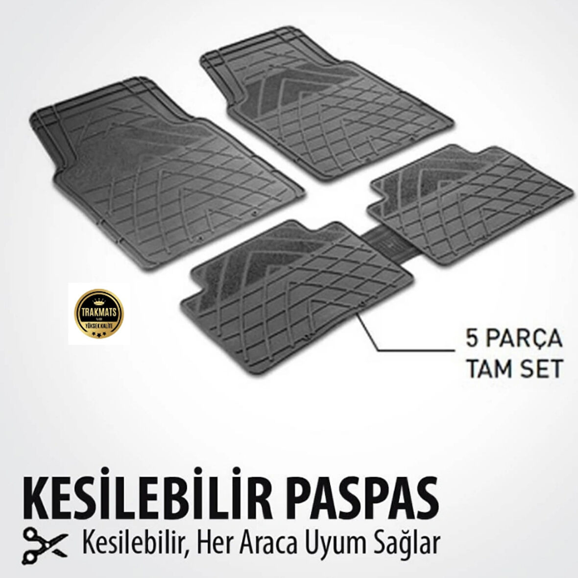 Renault Clio 4 HB 2012 - 2019 KESİLEBİLİR OTO PASPAS ESNEK ÜÇGEN DESEN SİYAH