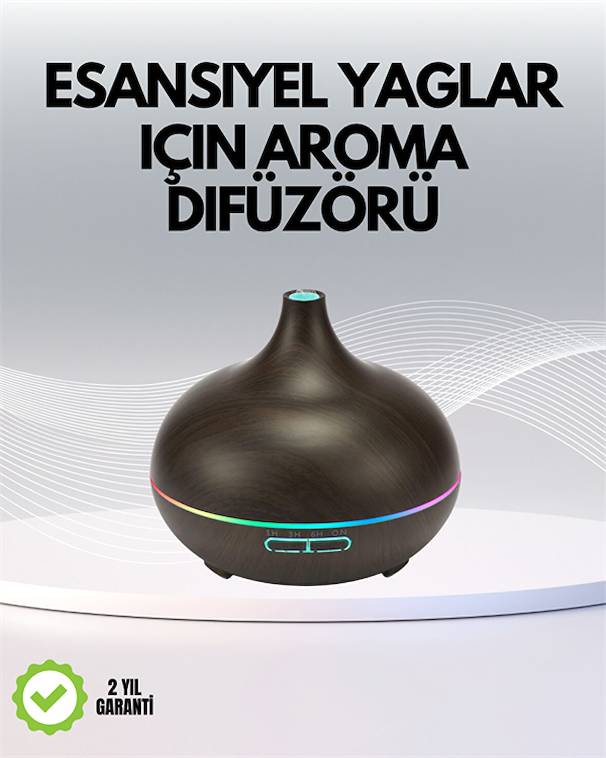 7 Renk Işıklı Ultrasonik Hava Difüzörü – Sessiz ve Güvenli Kullanım