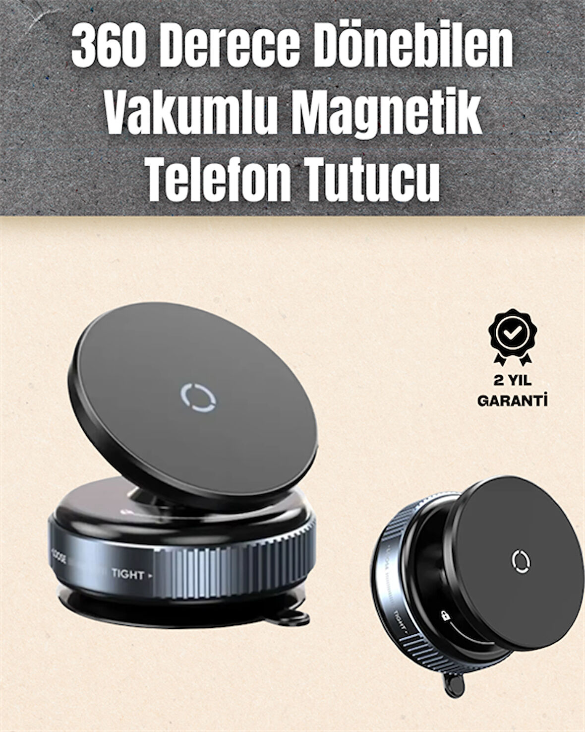 Çok Yönlü Döner Başlıklı Vakumlu Araç Telefon Standı – Sert Yollarda Stabil Kullanım