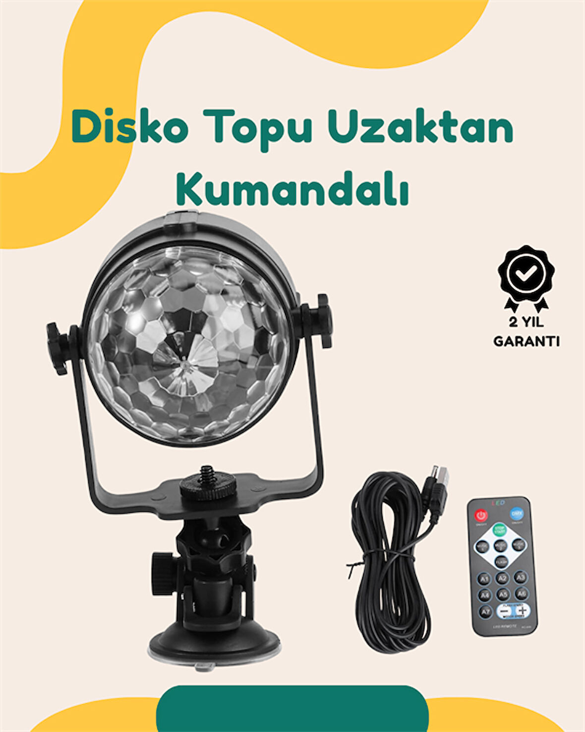 Müzik Ritmine Uyumlu 7 Modlu Renkli Disko Topu Işığı