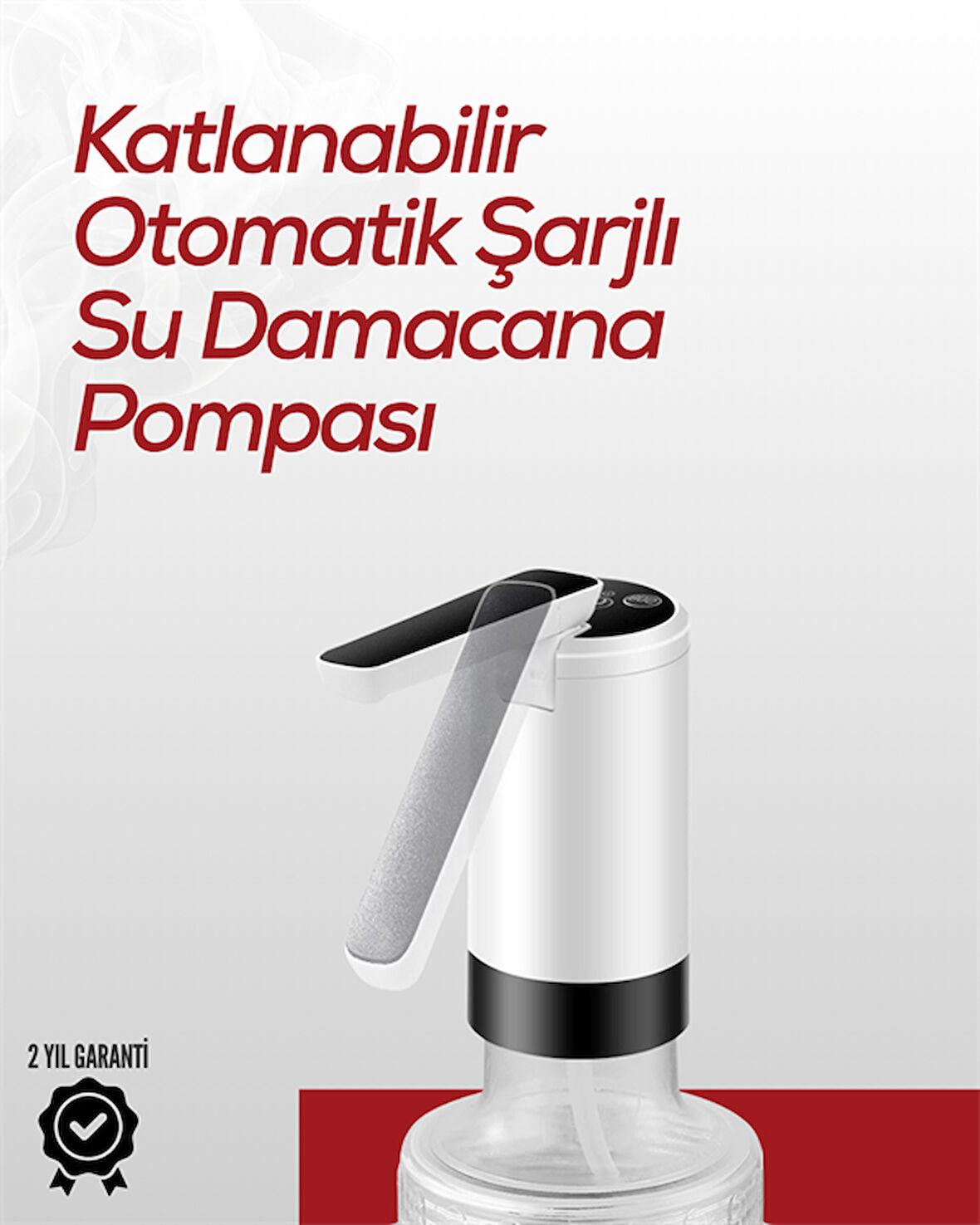 8000 mAh USB Şarjlı Su Pompası | Tek Tuşla Başlat/Durdur | Cam Damacana Uyumlu | Enerji Tasarruflu 4W Güç