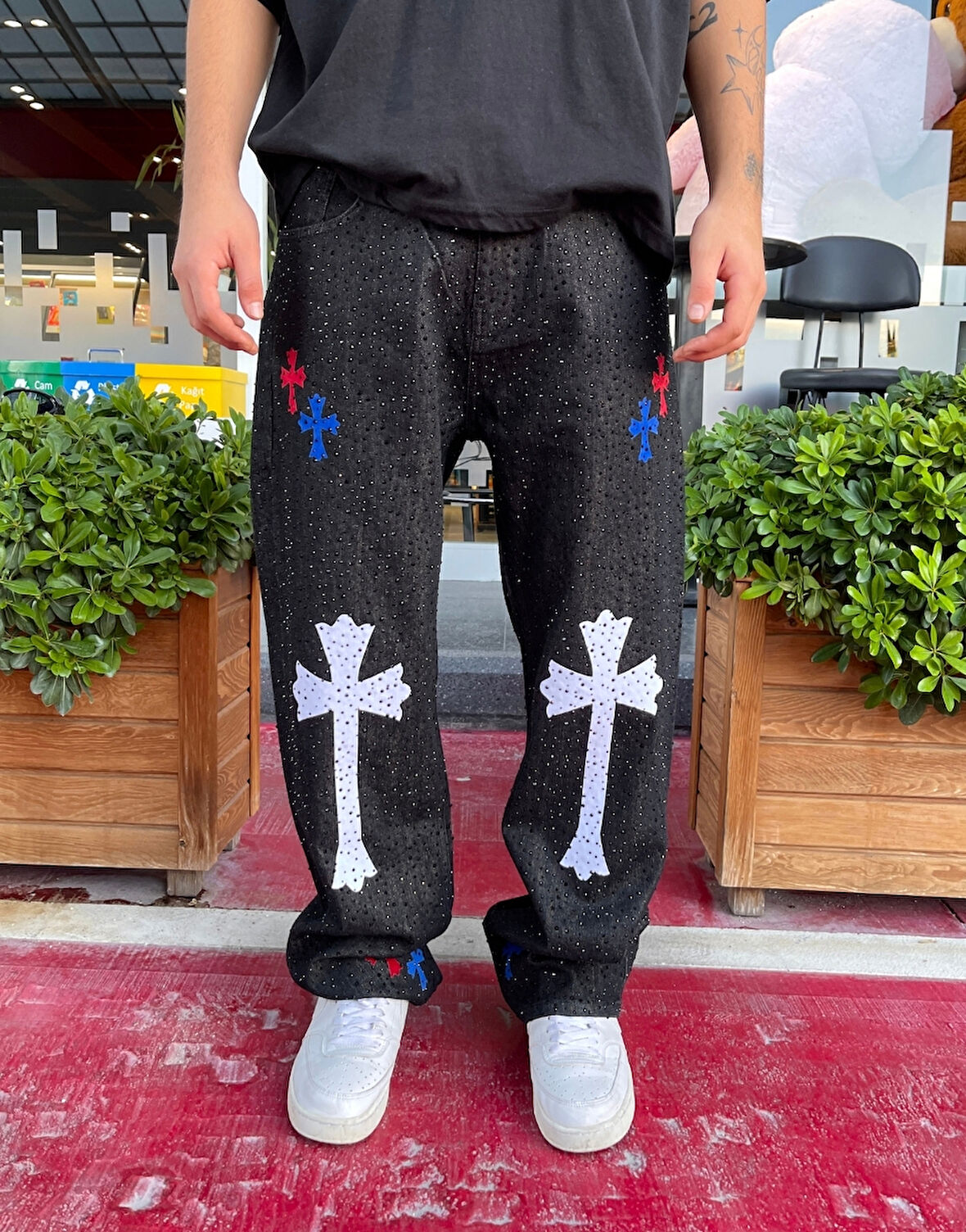 Ultra Premium Cross Cristal Baggy Kot Pantolon