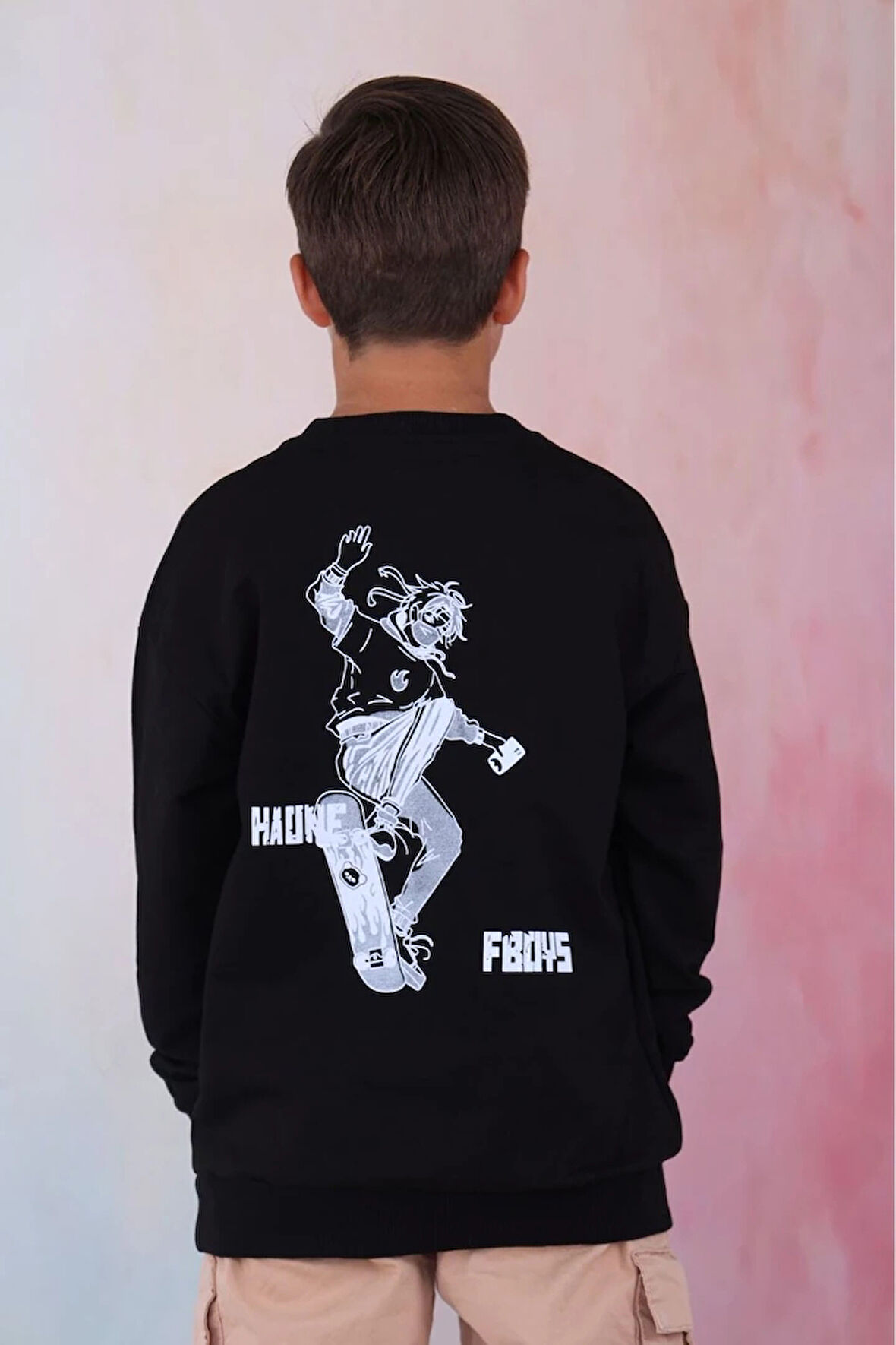 Black Naruto 2İp Erkek Çocuk Sweatshirt Siyah 7-16 Yaş Defne037-S