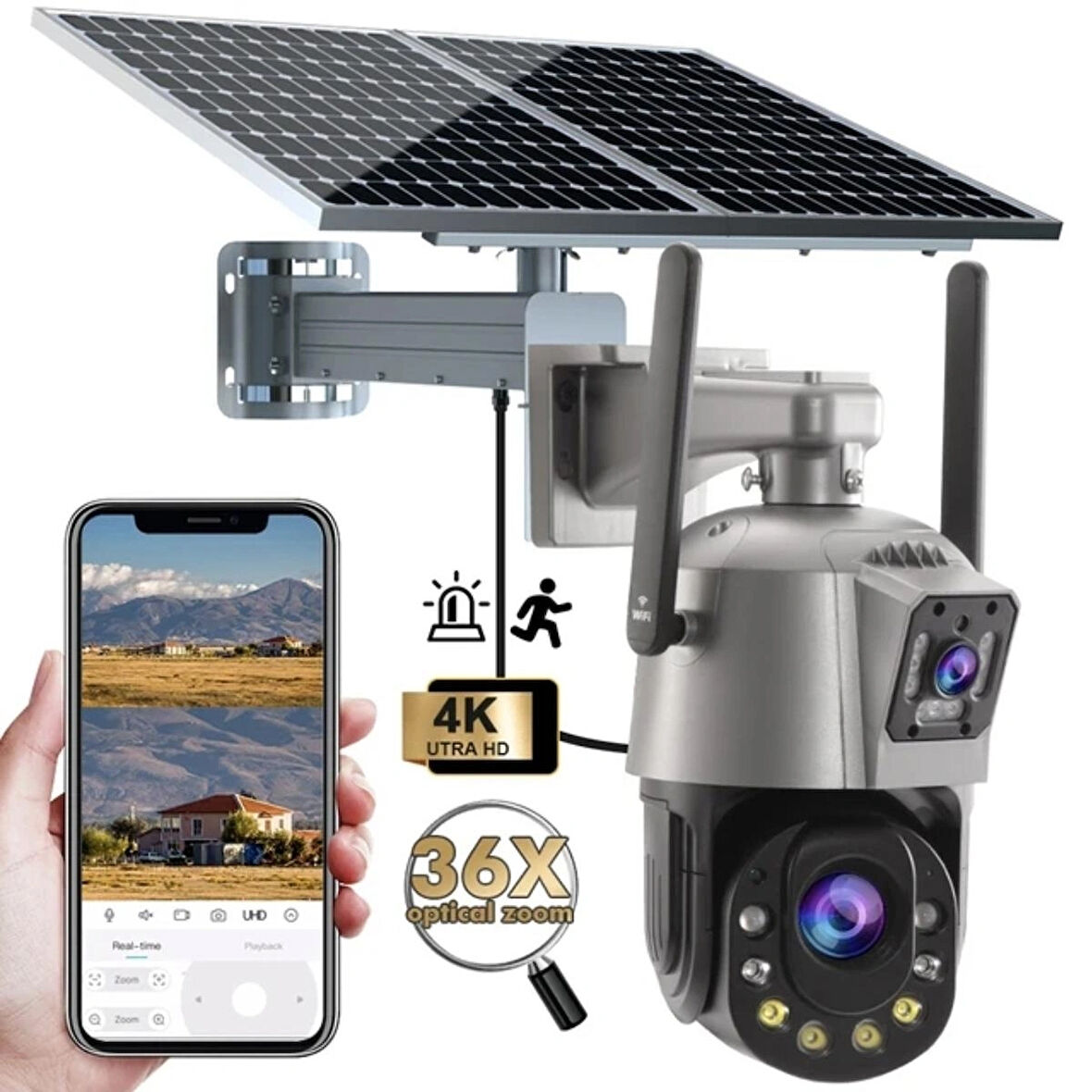 4G Modemli Kamera 2si Bir Arada Üretim 36X Optik Zoom Solar Kamera