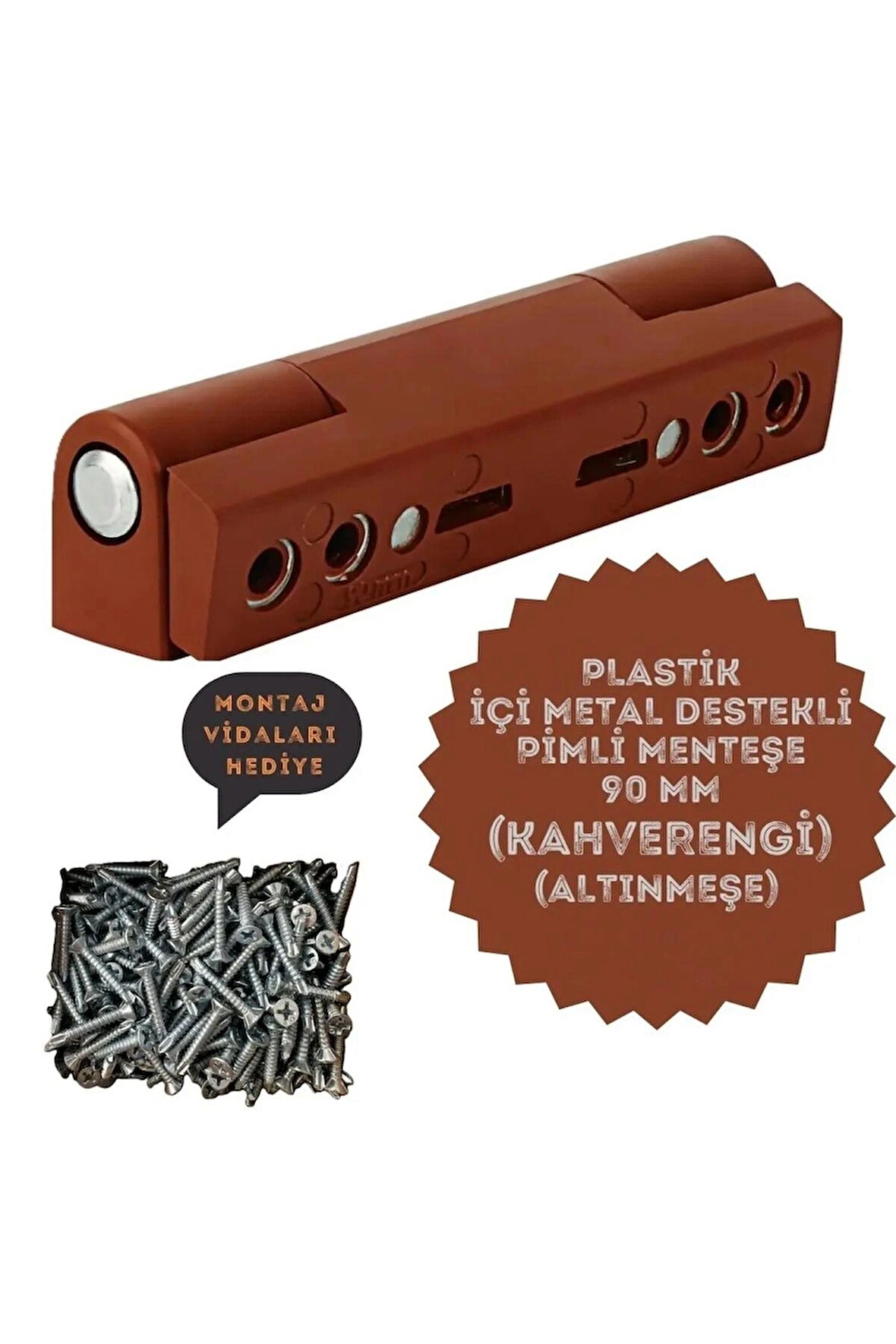 PVC Pimapen Kapı Menteşesi Plastik Metal Destekli 90mm