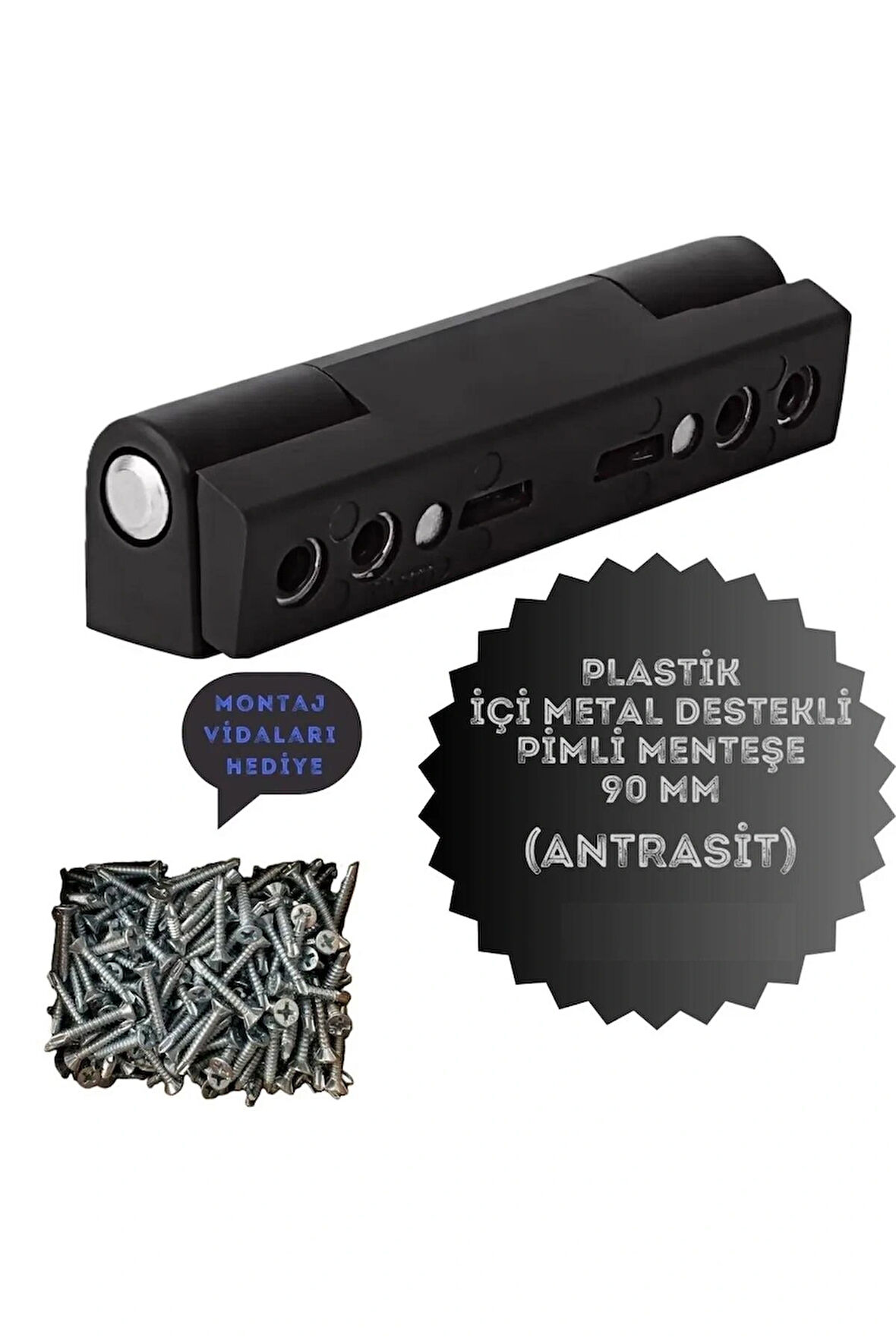 PVC Pimapen Kapı Menteşesi Plastik Metal Destekli 90mm