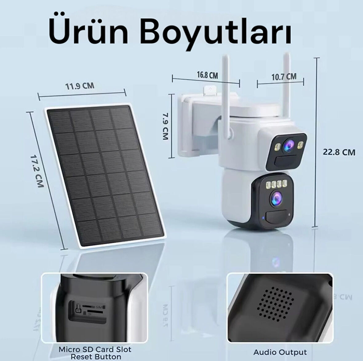 Çift Kameralı 4G Solar Kamera Yeni Şık Kasa O-Kam Pro Türkçe Program