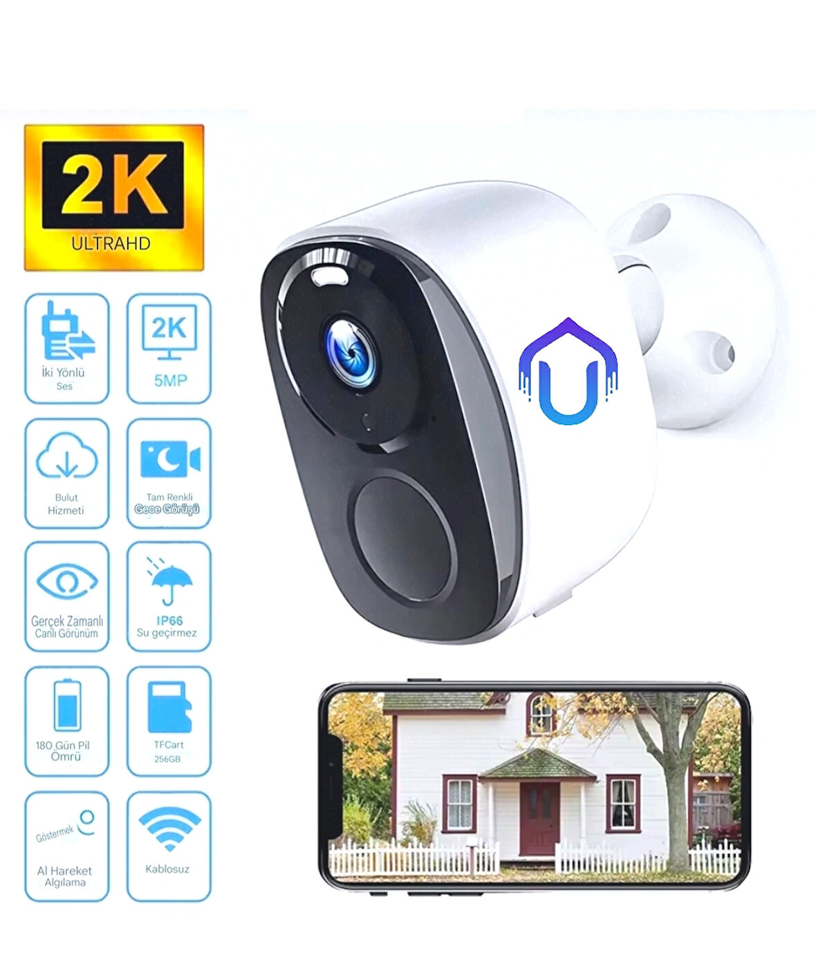 2K Bataryalı Wifi Kamera 2-3 Ay Bekleme Süresi Okam Pro Yazılım