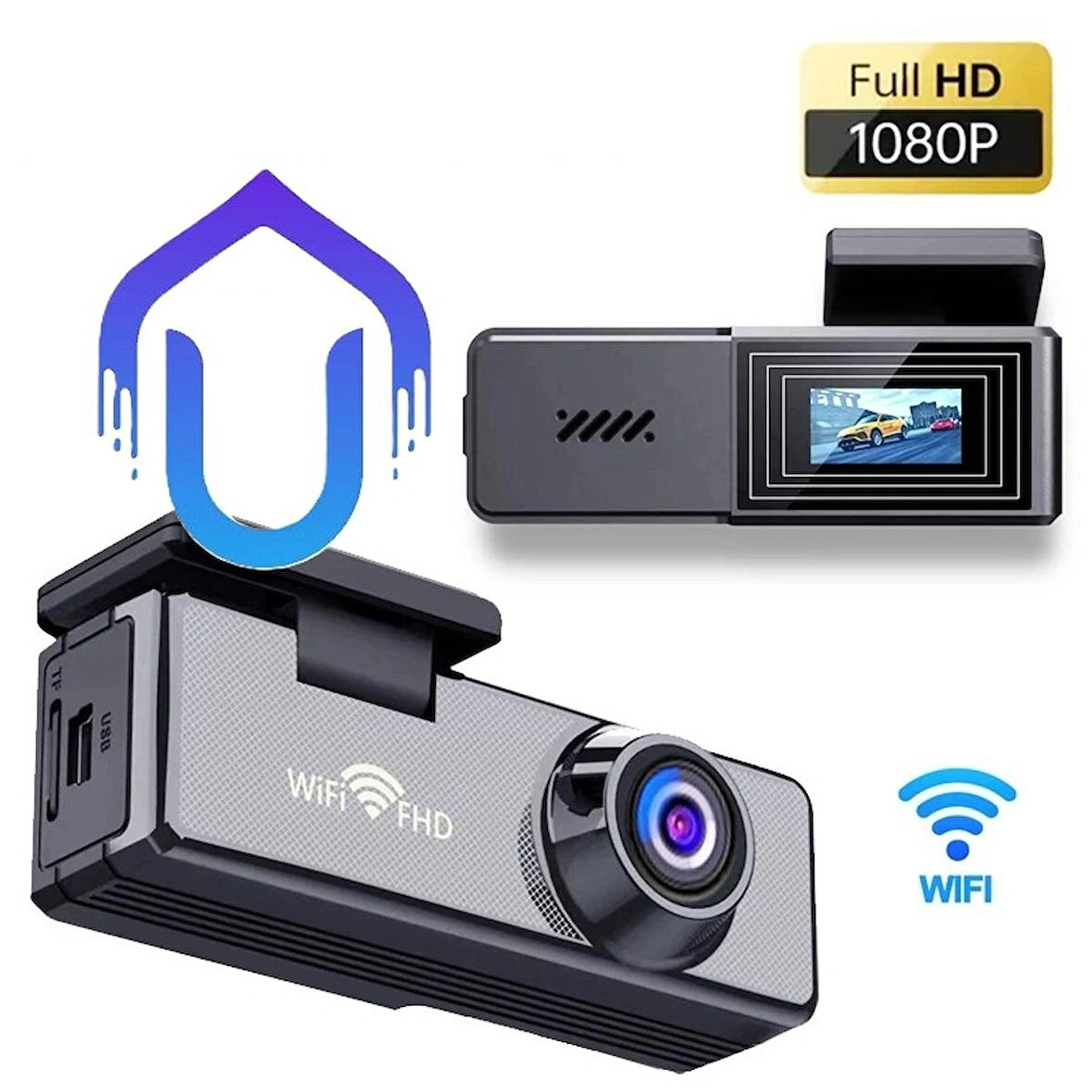 Dahili Wifi Mini Ekran 1080P Araç Kamerası