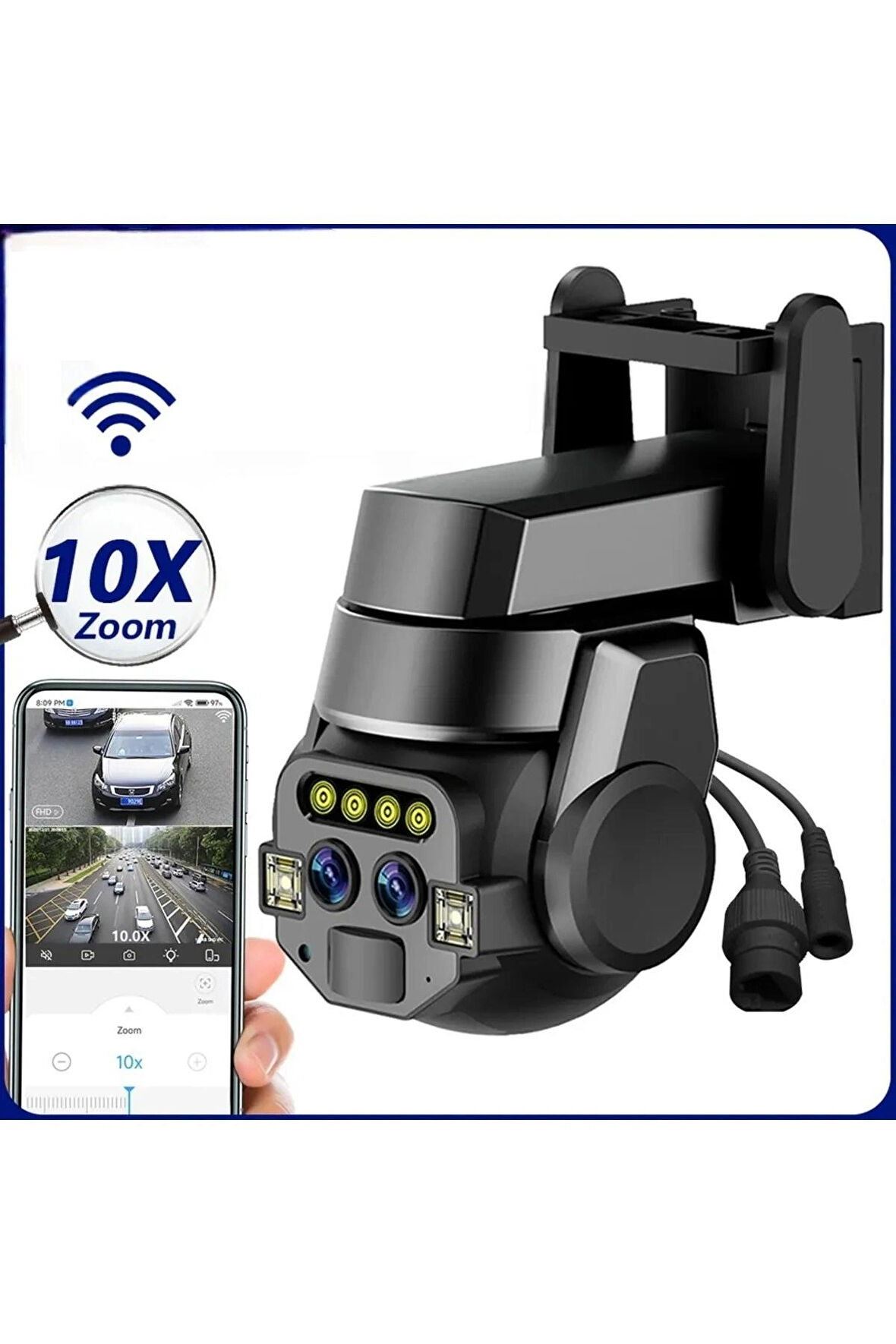 Çift Lens 10X Zoom 6MP FHD PTZ Wifi Kamera Türkçe Program Carecam Pro