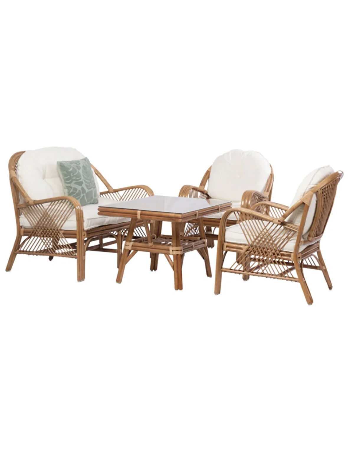 UĞURLU BAMBU MOBİLYA Ceviz Monica 4'lü Oturma Grubu