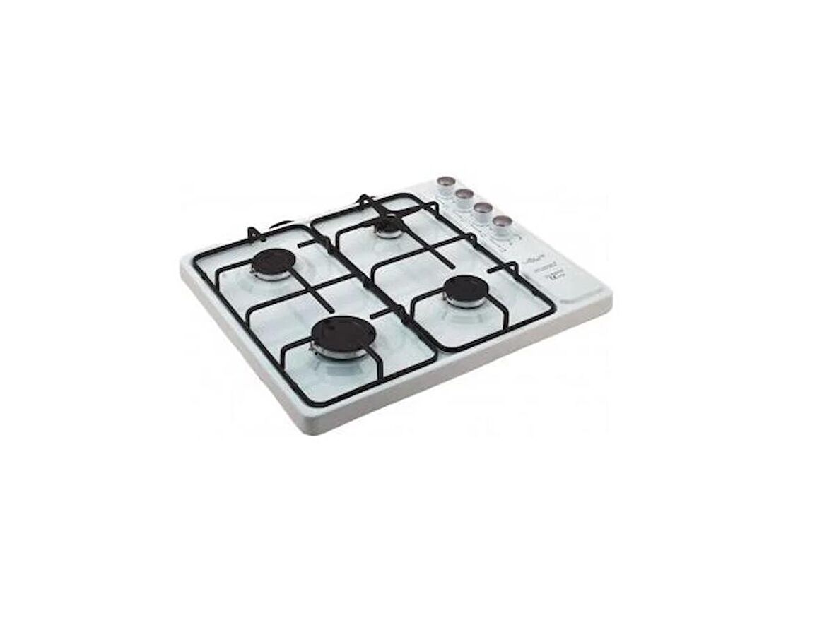 Uğur Katmer 4 Gözlü Beyaz doğalgazlı Gaz Emniyetli Çakmaklı Set Üstü Ocak