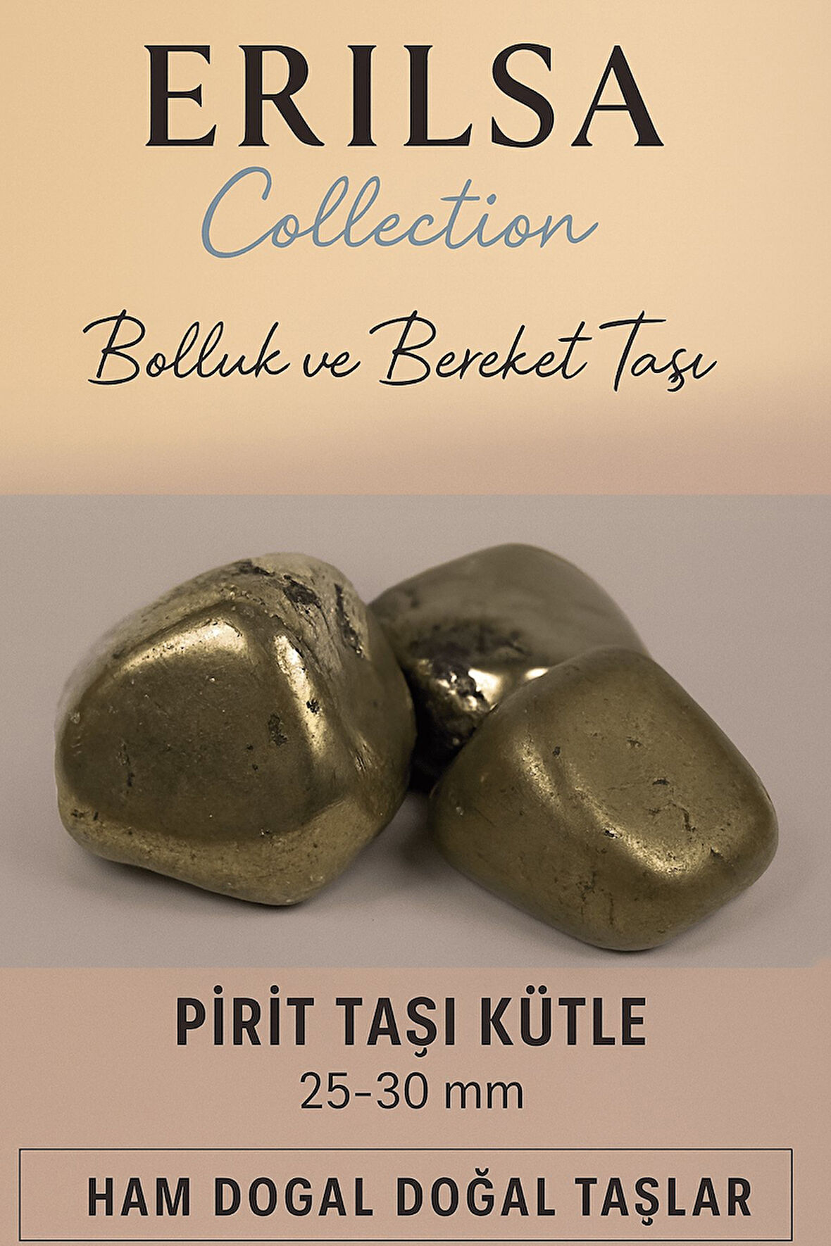 Sertifikalı Pirit Taşı Kütle 25–30 mm Ham Doğal – Bolluk Bereket ve Zenginlik Taşı