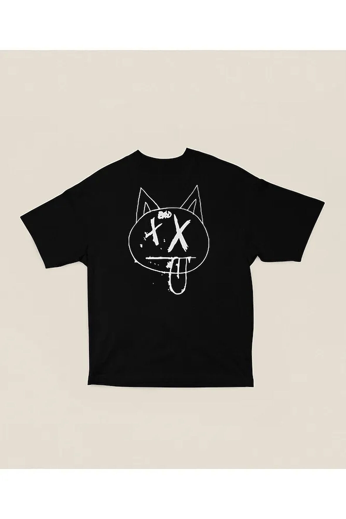 Dil Çıkaran Kedi Baskılı Unisex Tişört, Oversize Tasarım Tişört