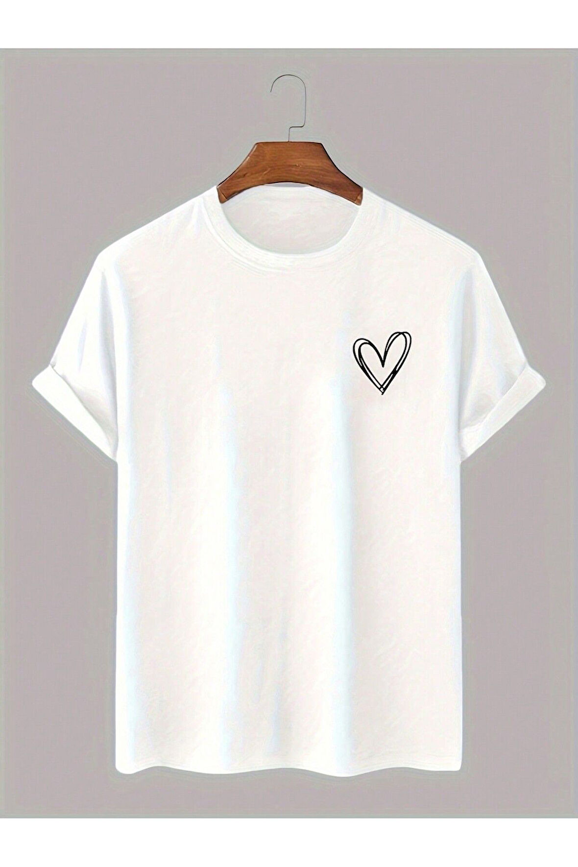 Unisex Kalp Baskılı Oversize T-Shirt